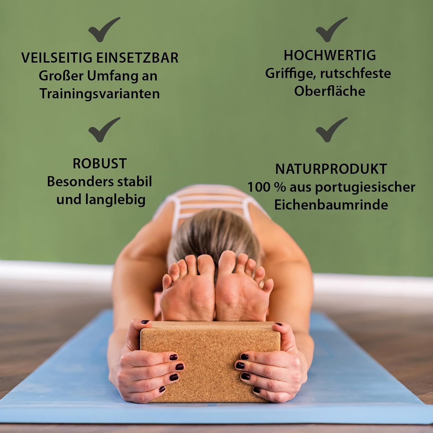 ALPIDEX Yogablock 2er oder 4er Set inkl. E-Book mit 100 Übungen Ökologisch Nachhaltig Naturkork aus Portugal Korkblock Yoga Pilates | 7 Jahre Garantie auf Material*