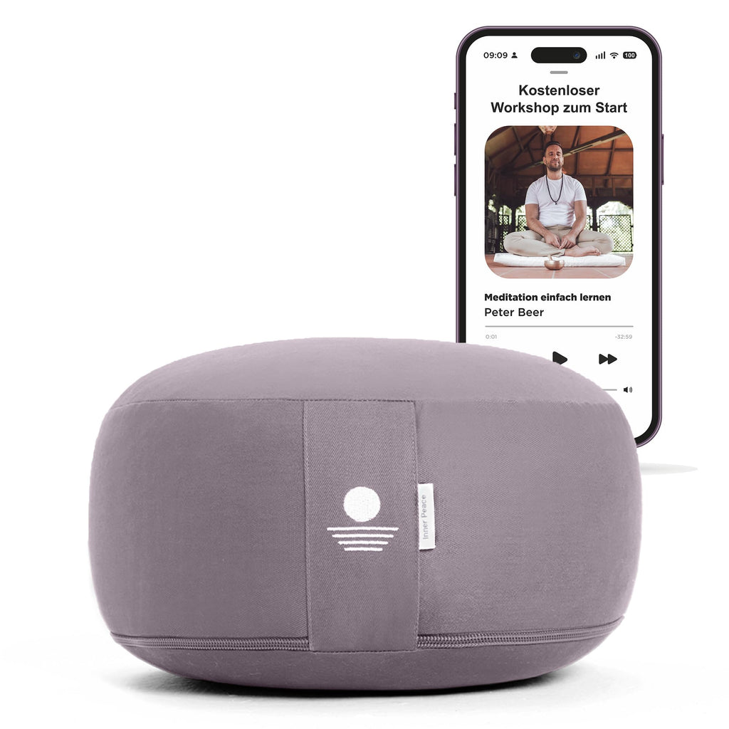 Inner Peace Yogakissen Meditationskissen aus 100% Bio Baumwolle und mit Bio Dinkelfüllung | Yogakissen Rund, Yoga Sitzkissen, Yogakissen Meditationskissen, Sitzkissen Yoga, Meditation Cushion