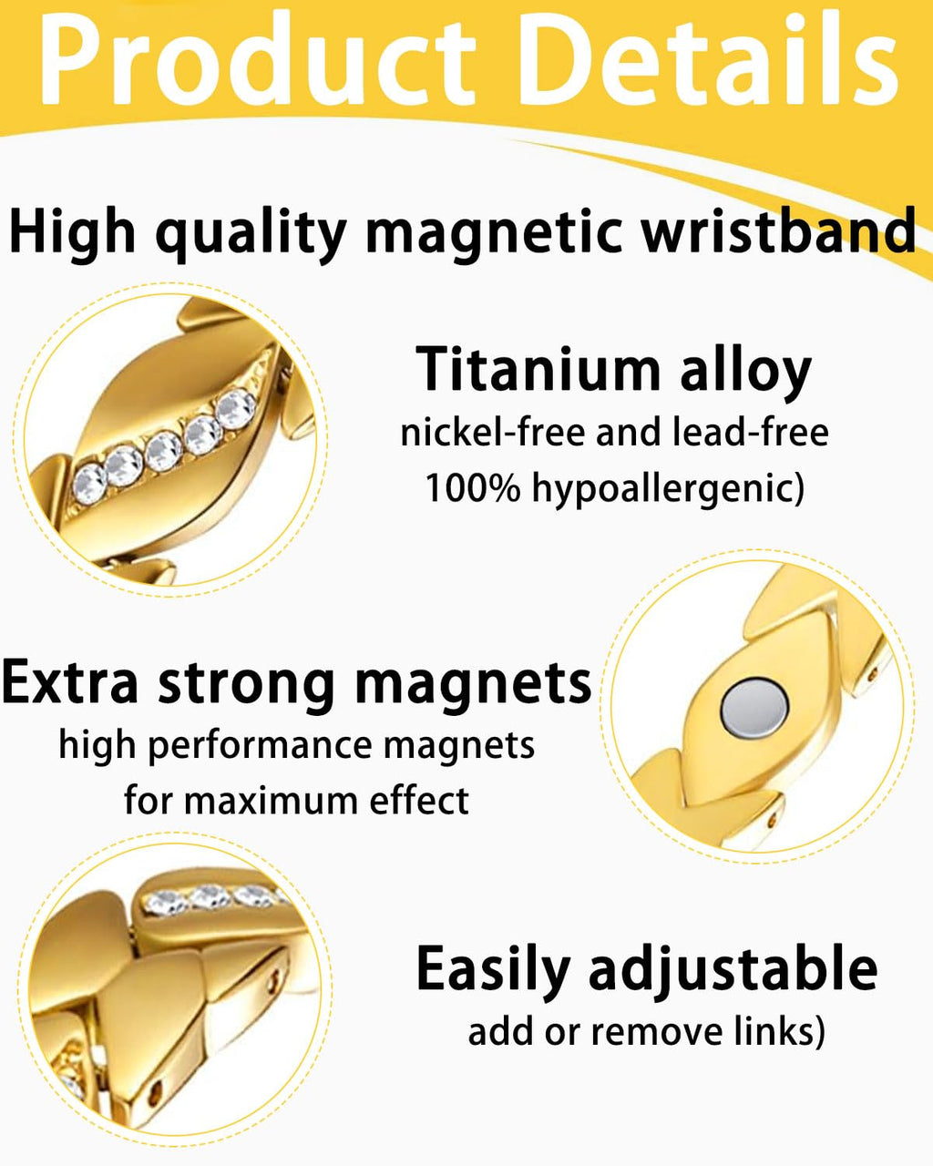 TPZORJX Magnetic Bracelet Women, Copper Bracelet Women's Health, Lymphatic Drainage Magnetic Bracelet Women Ultra Strong Magnets Titanium Steel Magnetic Adjustable Lymph Bracelet