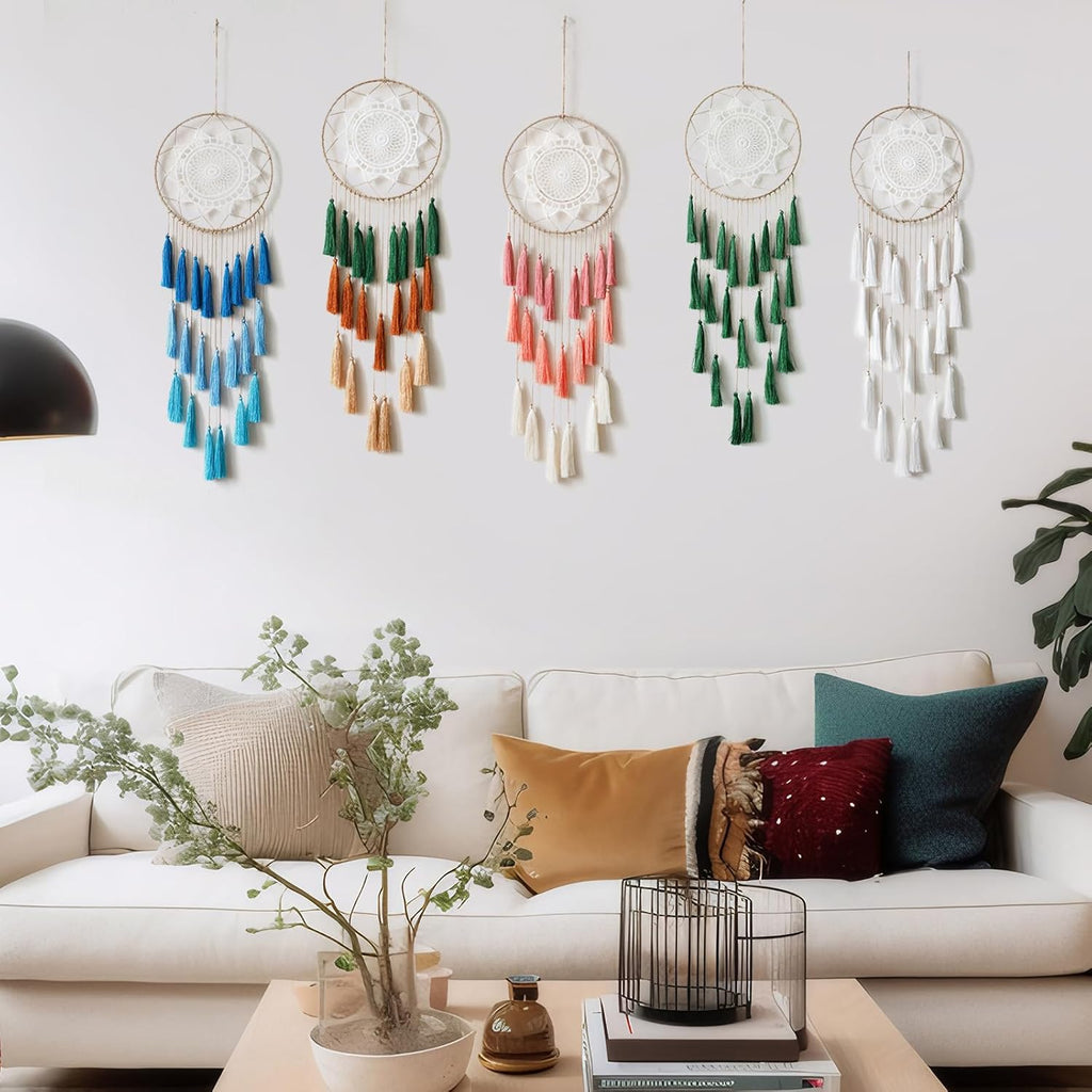 Artilady Macrame Dream Catcher Wall Hanging, White Large Boho Bedroom Decor