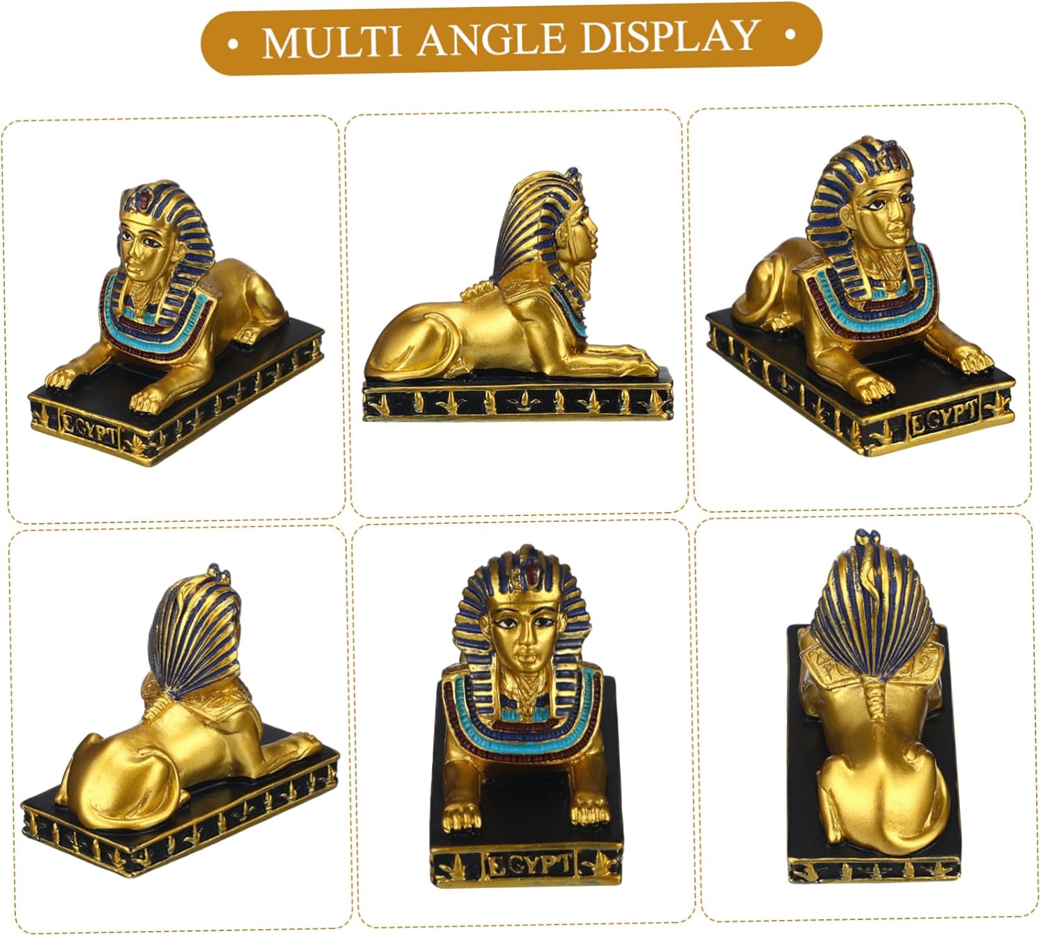 WINOMO Egyptian Sphinx Statue Sphinx by Giza Decoration Vintage Antique Home Office Table Decorations Ornaments Black Gold
