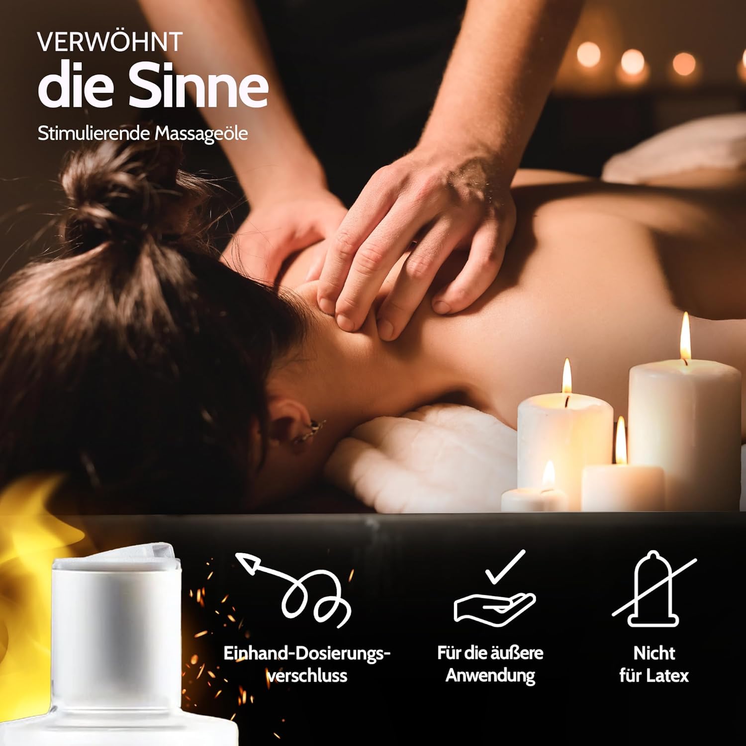 Vibratissimo Hot Moments 100 ml Massageöl - Aufheizendes Massageerlebnis - Stimulierende Massageöle, Entspannung für Paare & Gleitöl, Liebesöl