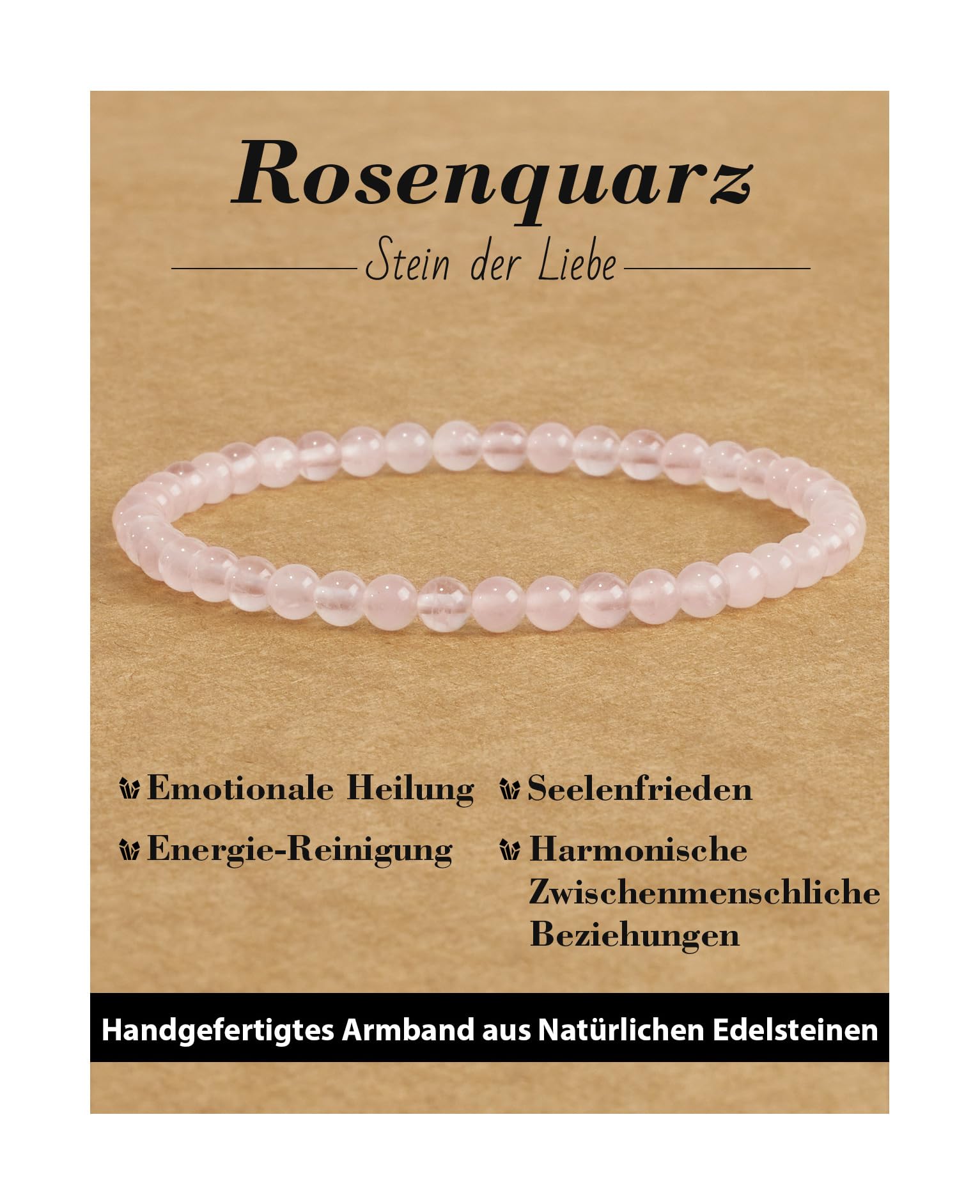 4 mm Stretch Bracelet Made of Real Natural Stone Beads, Healing Stone Bracelet, Yoga Bracelet for Women, Men, Lucky Bracelet, Friendship Bracelet, Replacement Beads Included