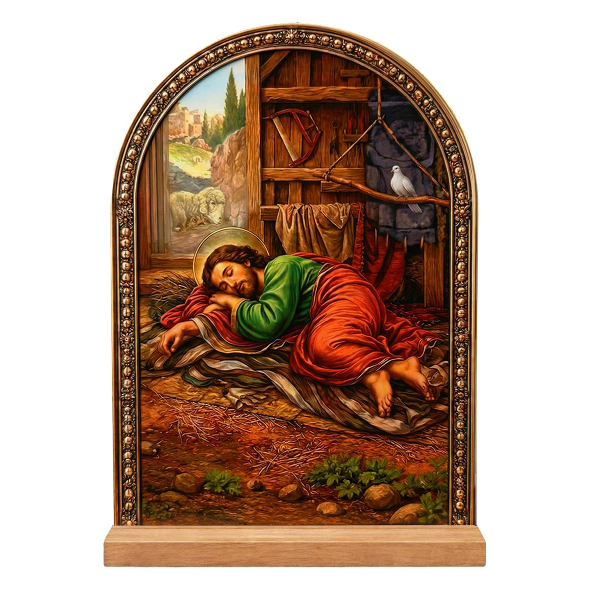 TALPGOD Jesus Stand Catholic Ornament Statue – Sacred Heart of Jesus Statue Acrylic Tabletop Décor for Home Altar & Desk, Christian Gifts for Women & Men