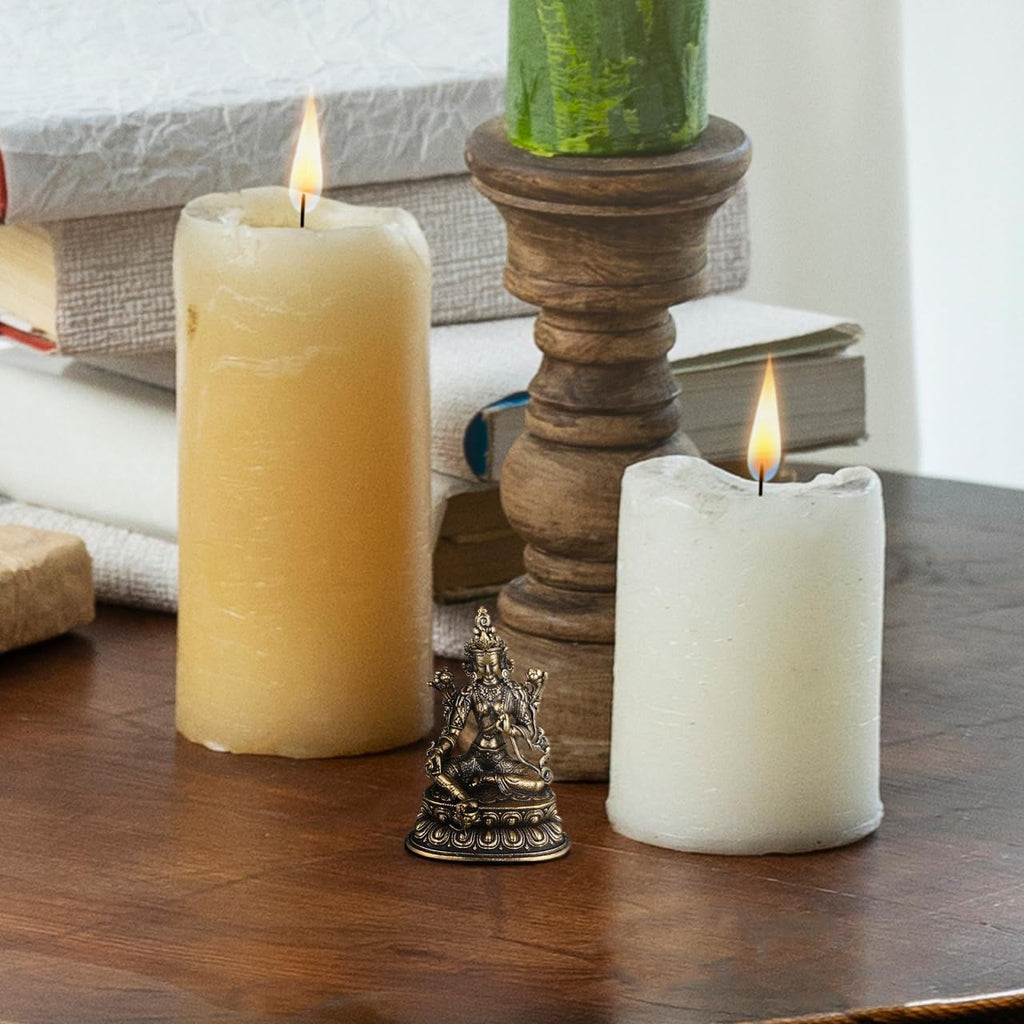 MAGICLULU Tara Buddha Statue Messing Skulptur Dekoration Home Office Figur Buddha Messing Skulptur Tara Statue