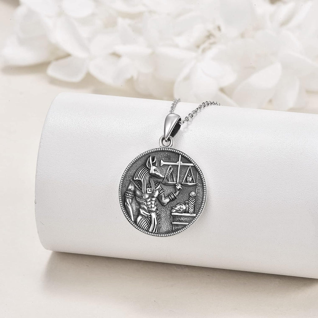 Ägyptischer Schmuck 925 Sterling Silber Hamsa/Böses Auge/Ankh/Anubis Anhänger Kette Ägypten Halskette Schmuck Geschenke für Damen Frauen Männer