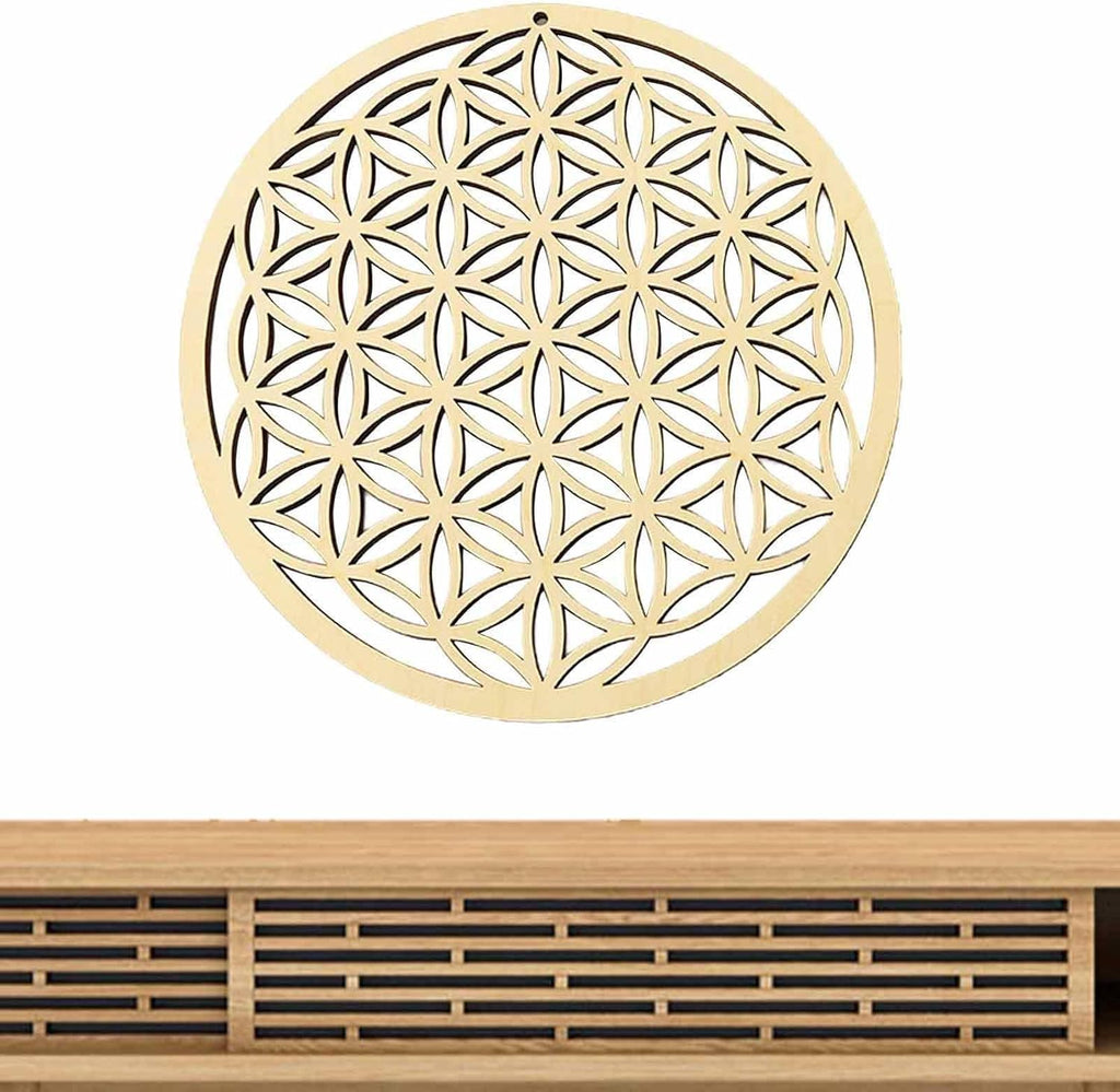 Wooden Grid Wall Art with Sacred Geometry, Chaakra Grid, Wall Art with High-Quality Sacred Geometry of Life, Spiritual Decoration
