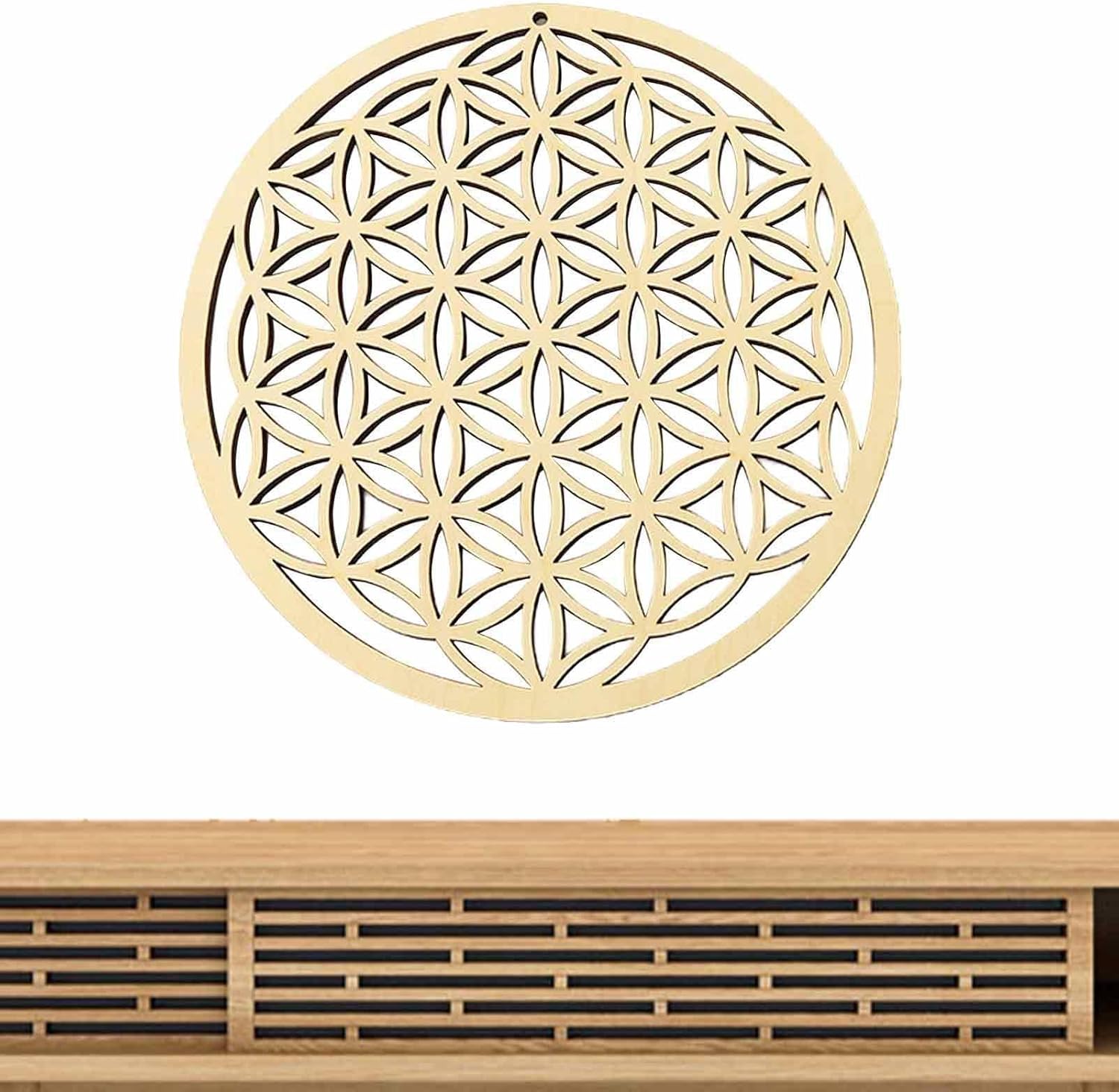 Wooden Grid Wall Art with Sacred Geometry, Chaakra Grid, Wall Art with High-Quality Sacred Geometry of Life, Spiritual Decoration