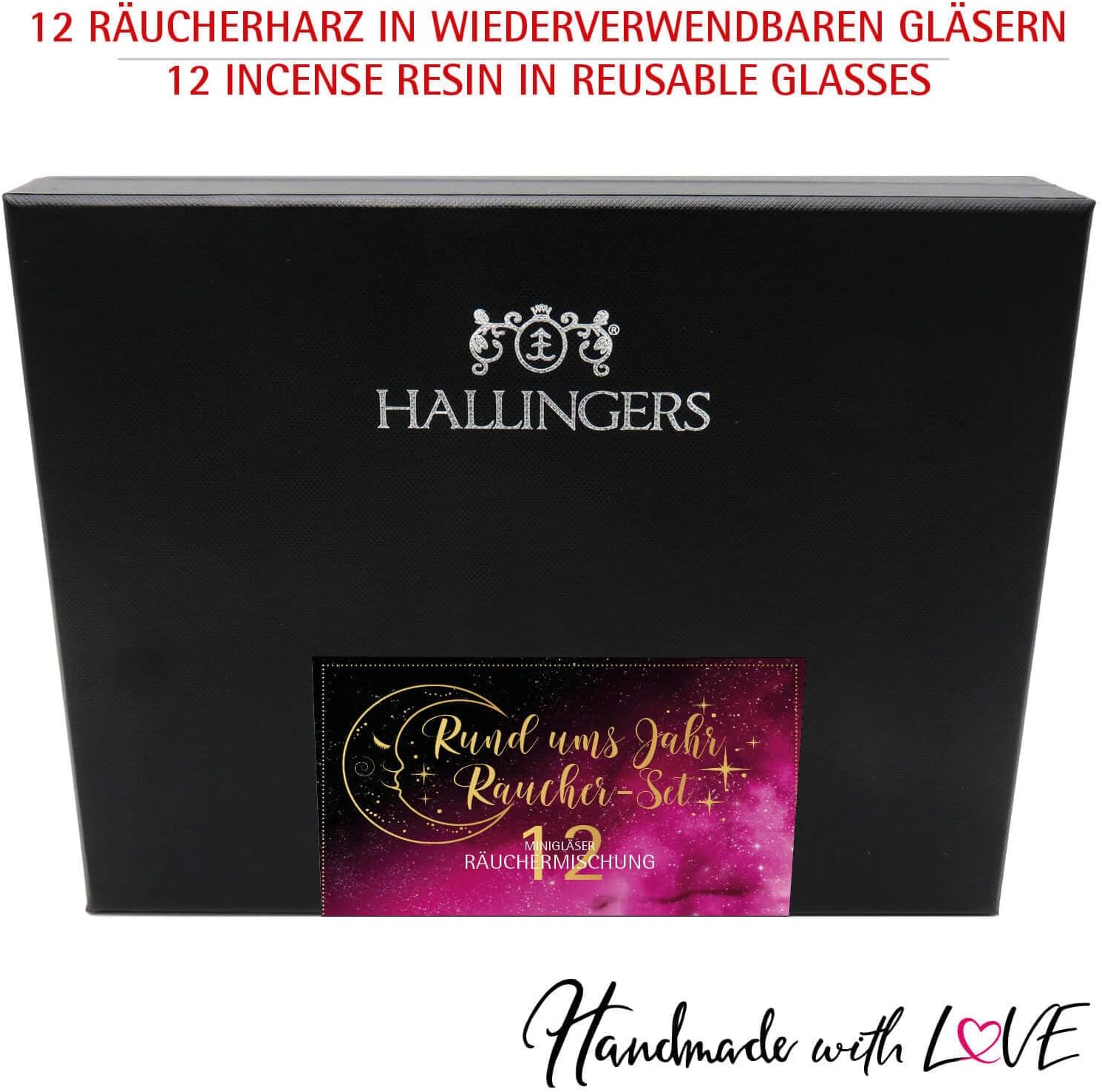Hallingers Räucherwerk-Set für das ganze Jahr - 12er Premium Räucherwerk als Geschenk-Set zum Räuchern (Set) - Muttertagsgeschenk & Geschenkideen zum Vatertag | Glückwunsch Jahrestag Freundschaft Gene
