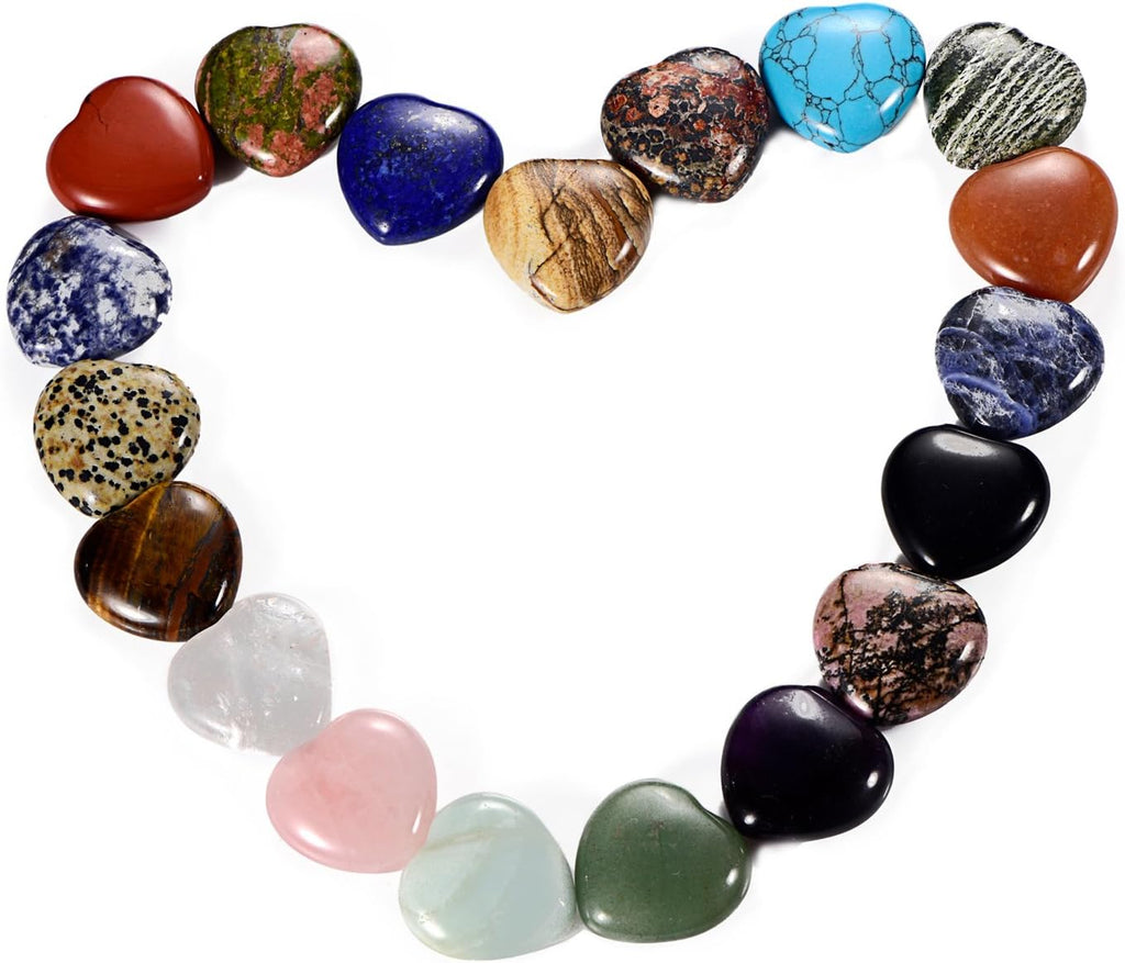 Morella Gemstone Heart Good Luck Charm, Stone Heart to Take with You, 3 cm, in Velvet Bag
