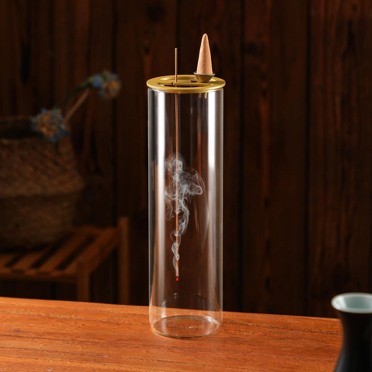 Ceremony Incense Holder,Wooden Incense Holder for Sticks with Ash Catcher | Anti-ash Incense Burner with 20 Incense Sticks and a Ash Brush for Meditation Yoga Spa Room Decor