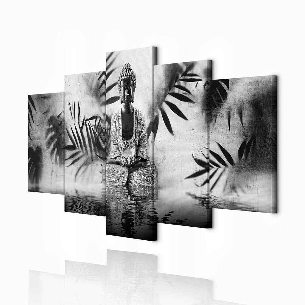 decomonkey Bilder Buddha 200x100 cm 5 Teilig Wandbild Groß Leinwandbild XXL Deko Wohnzimmer Schlafzimmer Wanddeko Pictures For Wall Poster Wall Painting Zen Orient