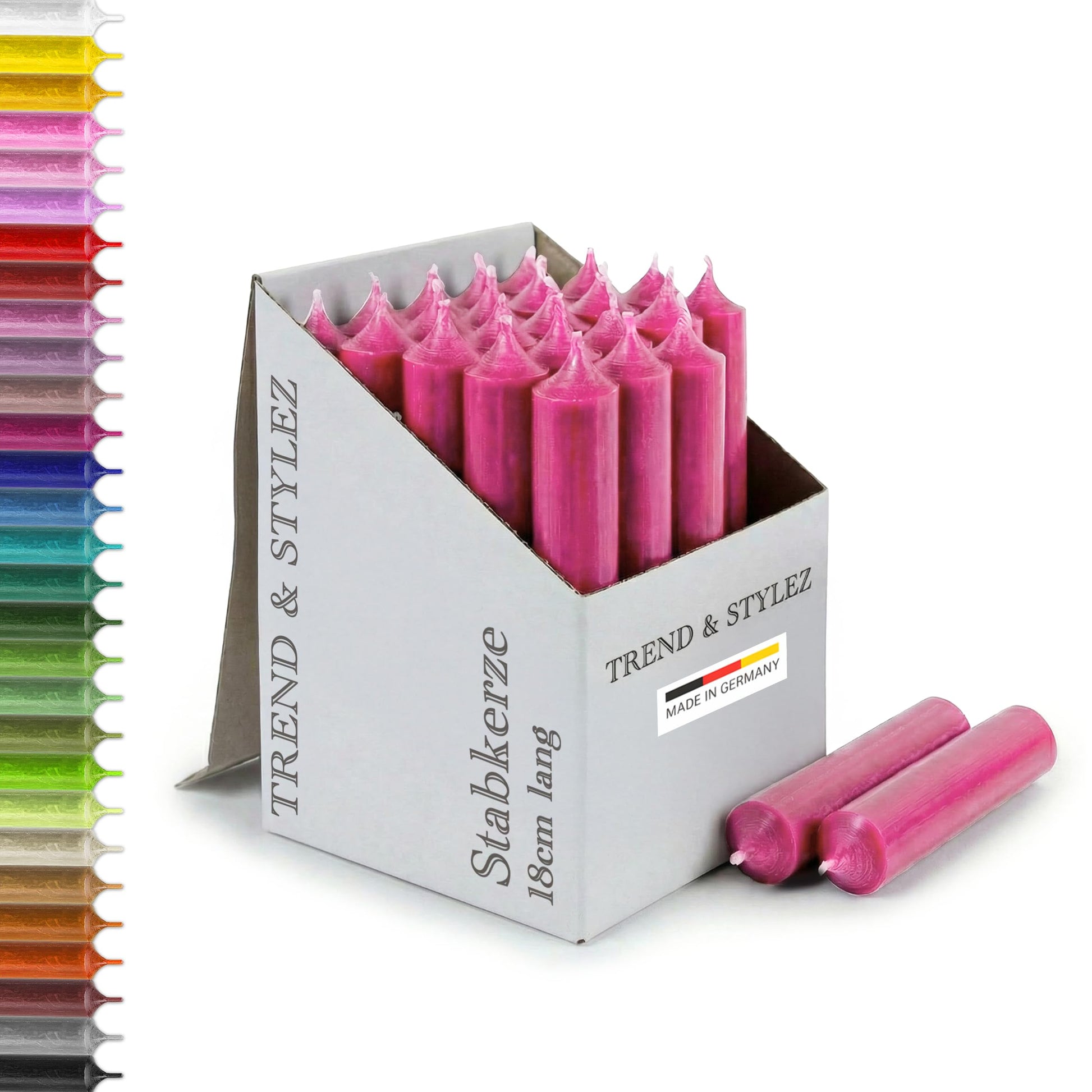 25 Stabkerzen 180mm x 22mm | Durchgefärbte Spitzkerzen | 8+ Stunden Brenndauer | Made in Germany - Ohne Tropfen & Rußen | RAL-Zertifizierte Tafelkerzen unparfümiert (Grün)