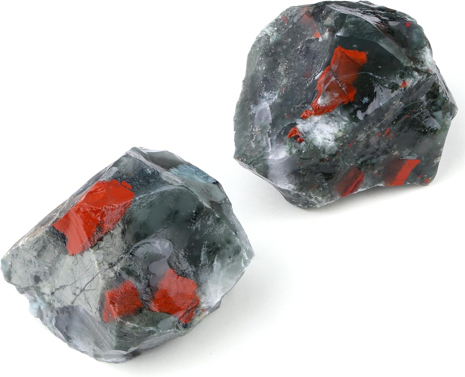 2 Pieces African Bloodstone Large Crystals Rough Stone Set Crystal Spiritual Stones Premium Water Stones Esoteric Gifts 4.5-5.5cm