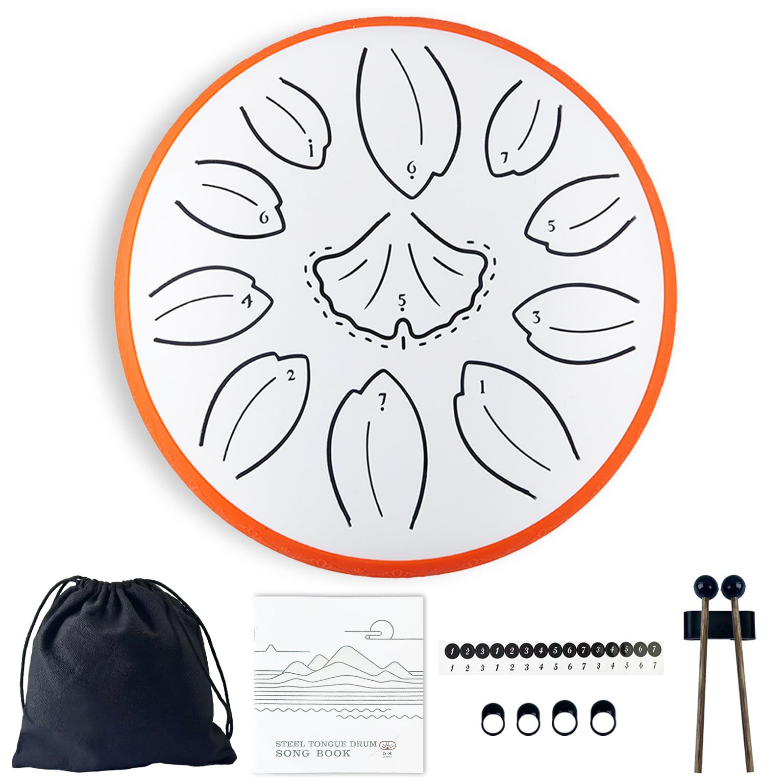 TUOKING Steel Tongue Drum 6 Inch 8 Notes D Major Rain Drum for Outside