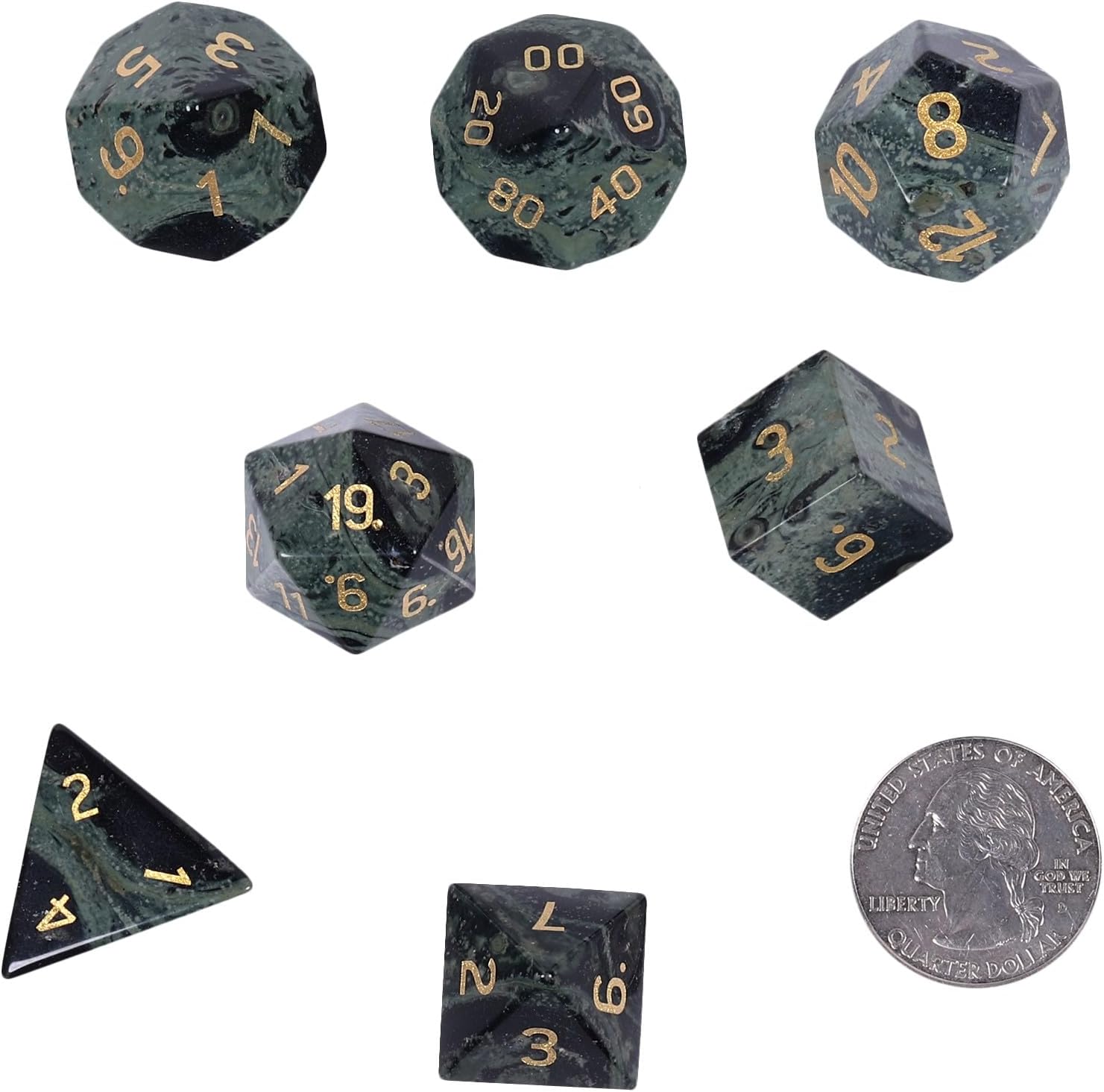 Nupuyai Kambaba Jasper Stone Polyhedral Dice Gemstones Set, 7 Pieces Healing Stones Set, Table Games for Dungeon and Dragons Dice, DND RPG MTG Dice Game Gift