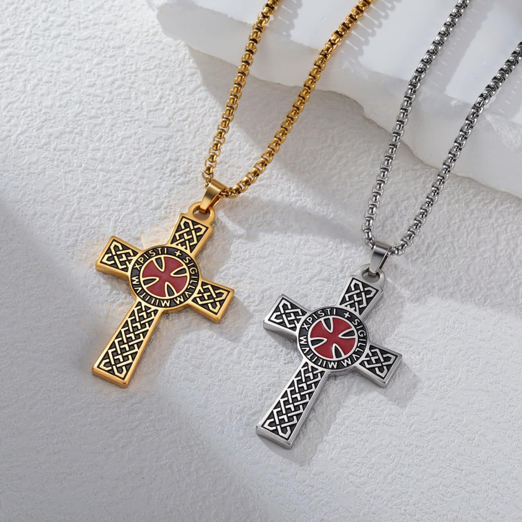 Dreamtimes Ritter Templer Kreuz Halskette für Frauen Männer Edelstahl Vintage Kreuzritter Heiliger Ritter Halskette Dainty Religiöser Schmuck
