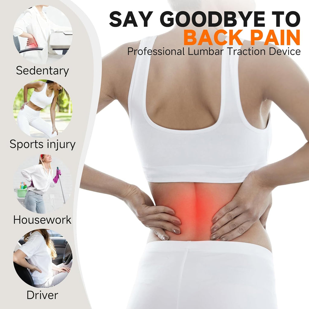 Electric Lumbar & Back Stretching Massager with Airbag Stretch, Vibration Massage, Auto Mode | for Home Relaxation, Ideal Gift (White)