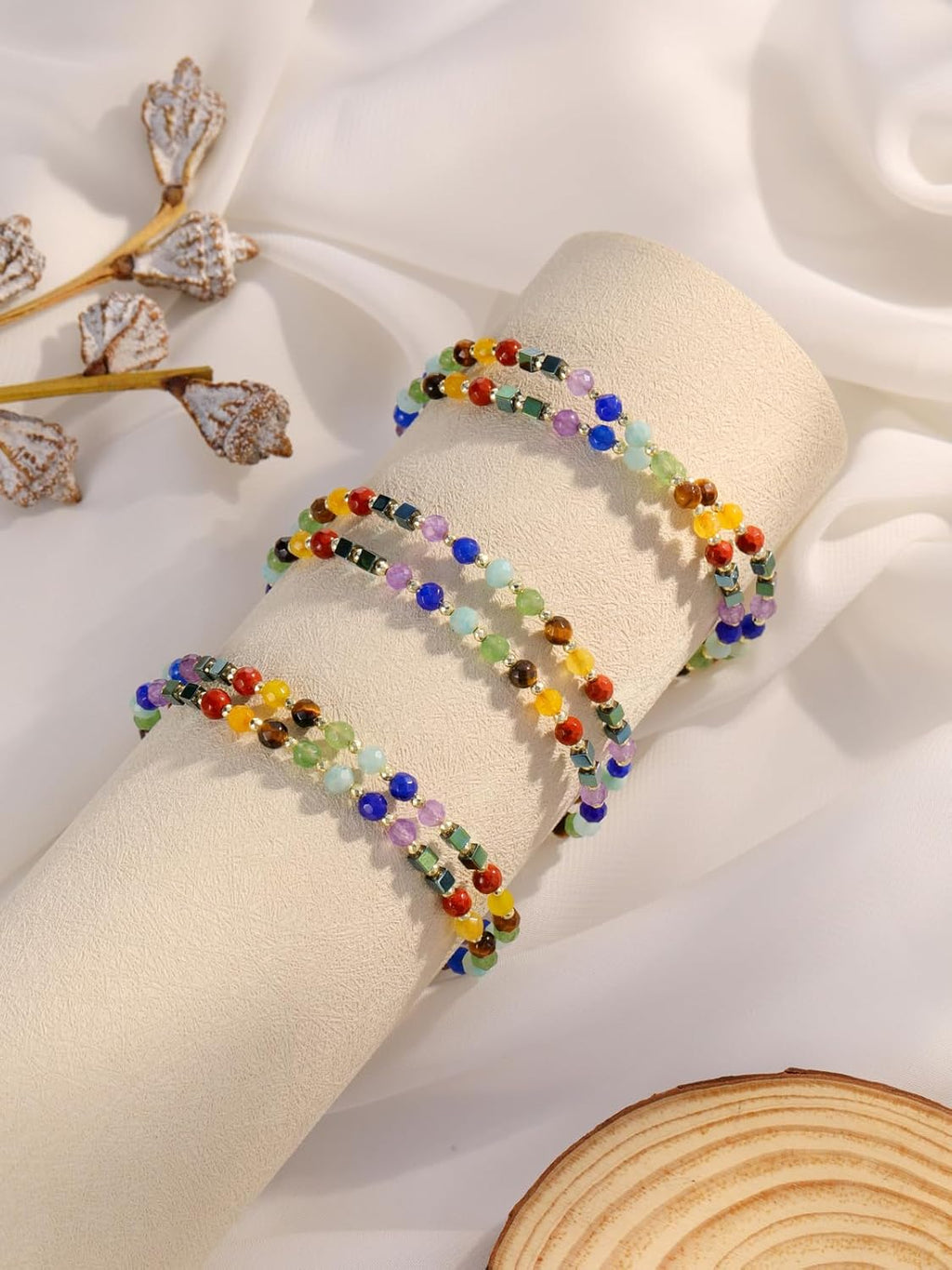 JSDDE 7 Chakra Bracelet Women's Pearl Bracelet Gemstones Bracelet Healing Stones Bracelet Lucky Charm Spiritual Jewellery for Women, Gemstone Copper, chakra