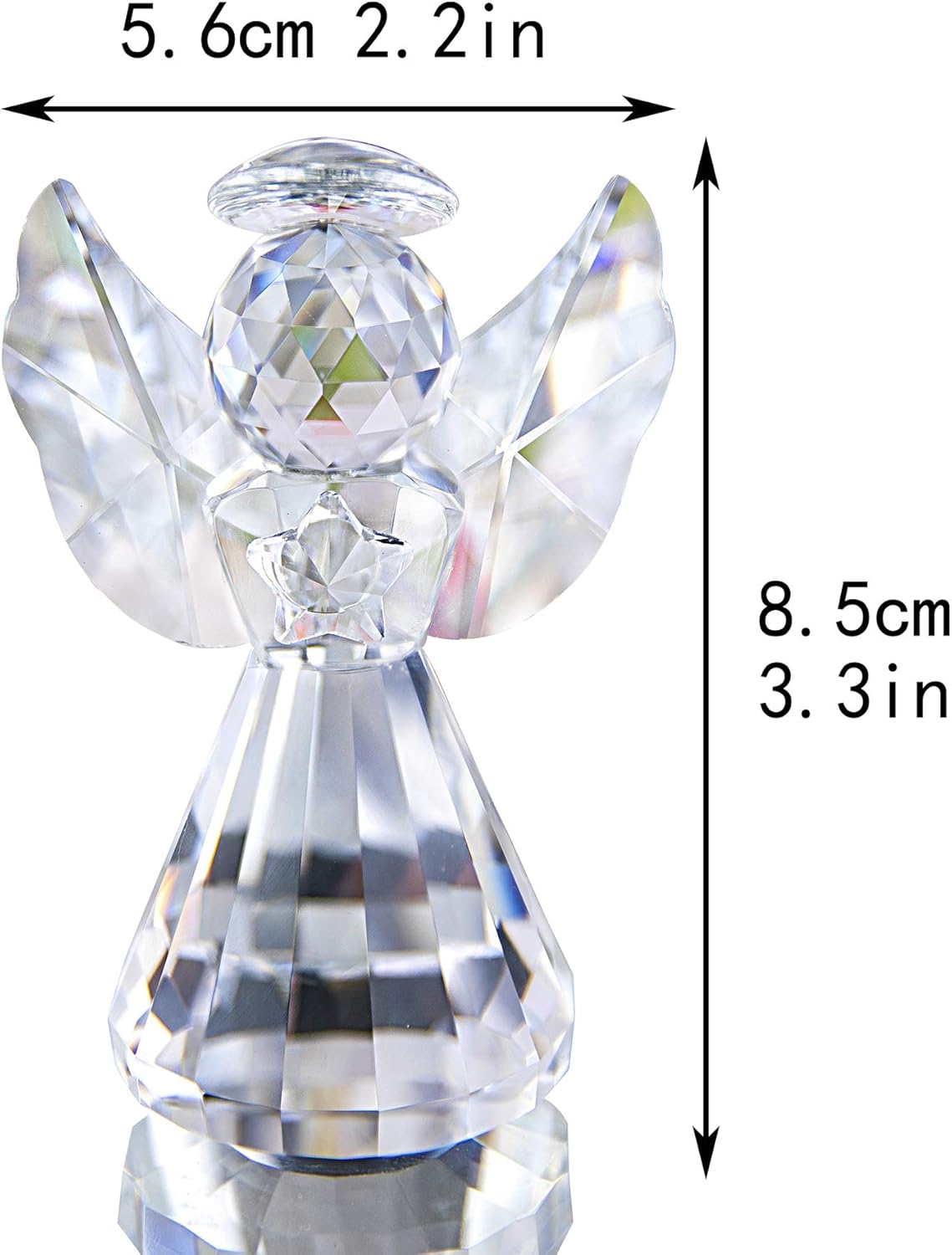 HDCRYSTALGIFTS 3 Inch Crystal Guardian Angel Paperweight Decoration Glass Angel Statue Ornaments Art Collectible Gift for Women Transparent