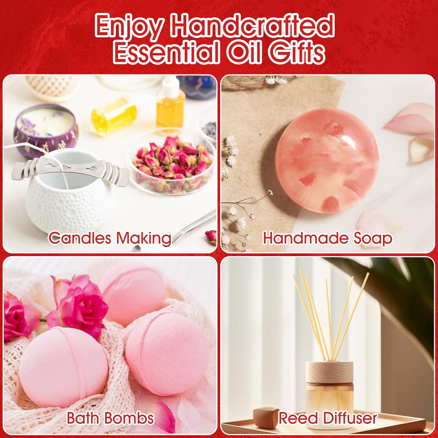 Rose Oil 100 ml, Pure Rose Essential Oils for Diffuser, Rose Oil Essential Oil Aromatherapy Fragrance Oil for Massage, DIY, Soap, Candle Making, Bath Relaxation, Gifts for Women Christmas