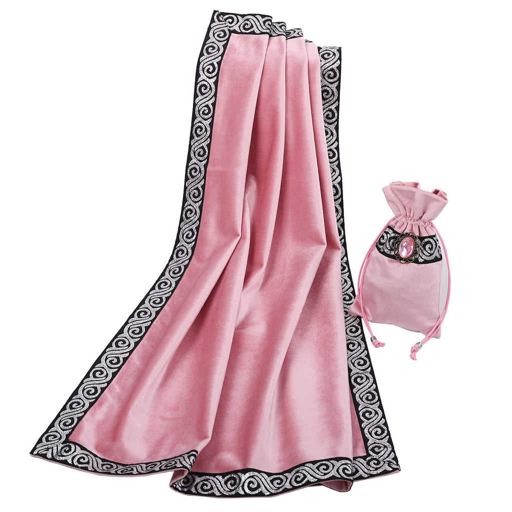 BLESSUME Witch Altar Tarot Table Cloth and Pouch Square Divination Tarot Cloth (Red)