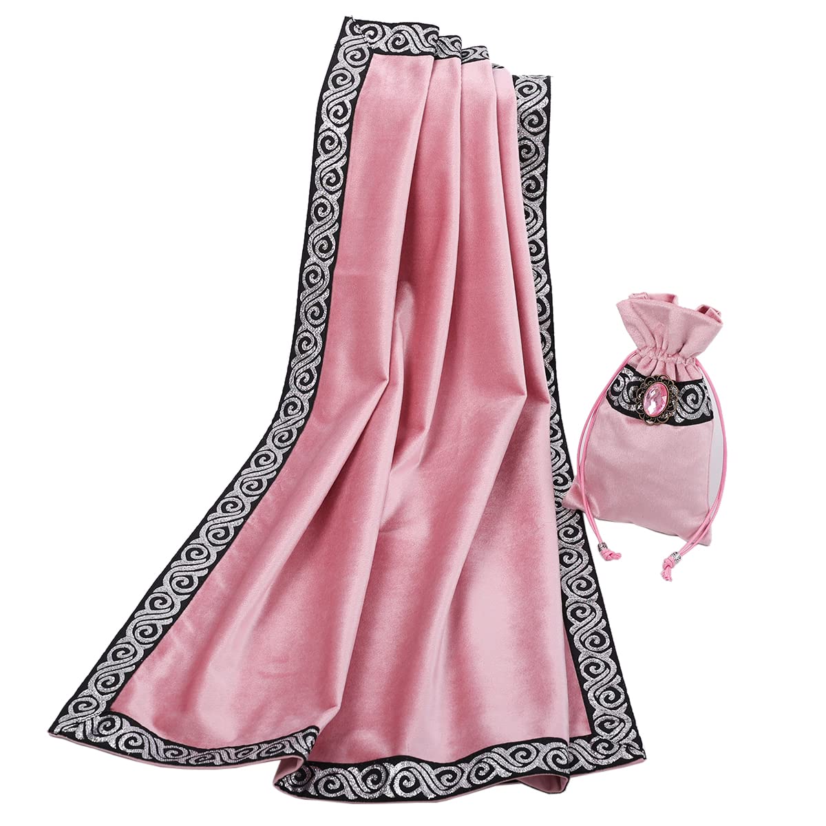 BLESSUME Witch Altar Tarot Table Cloth and Pouch Square Divination Tarot Cloth (Red)