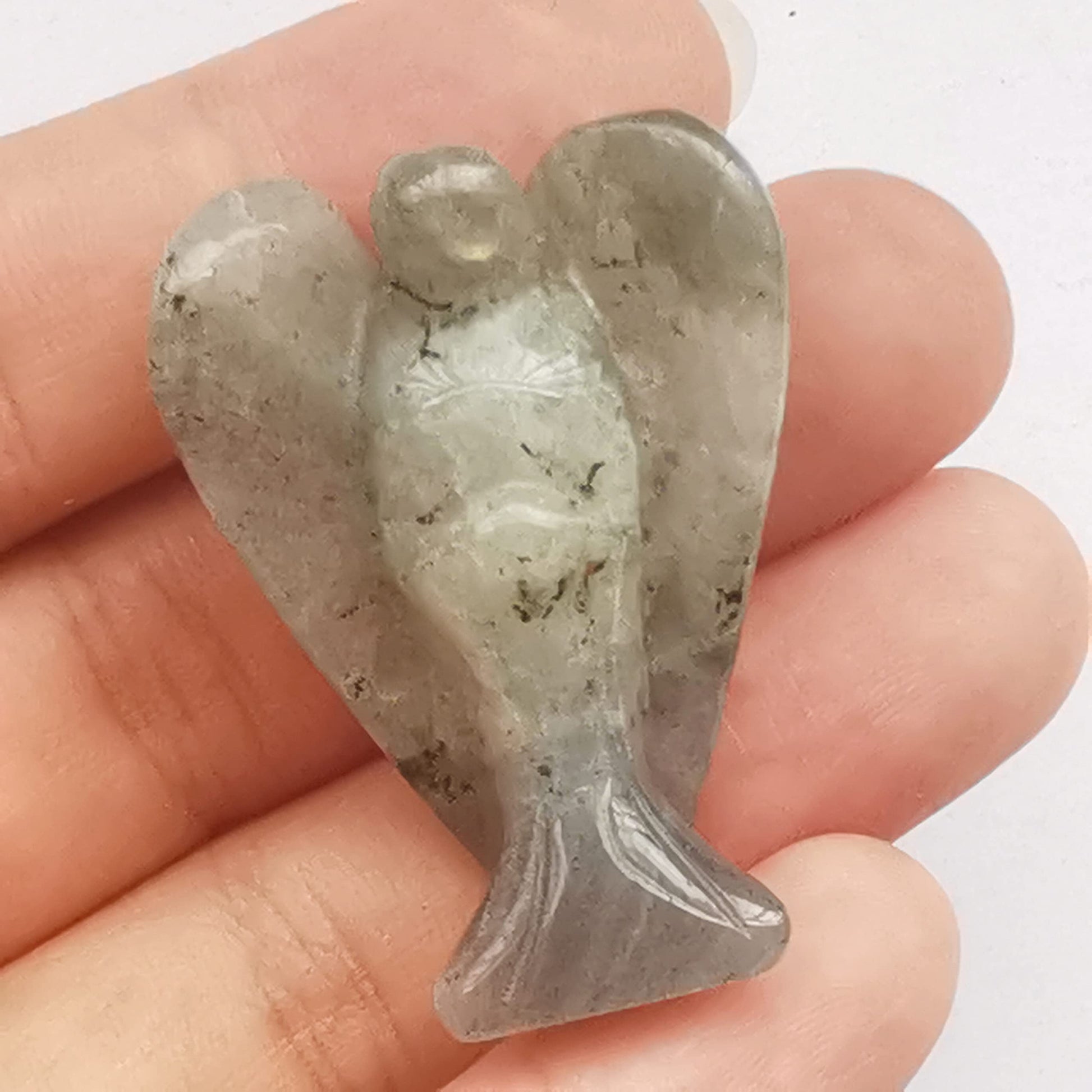 Natürliche Lila Lepidolith Heilung Kristall Gebet Schutzengel Statue,38mm Schnitzen Tasche Palm Stein Figuren Dekoration