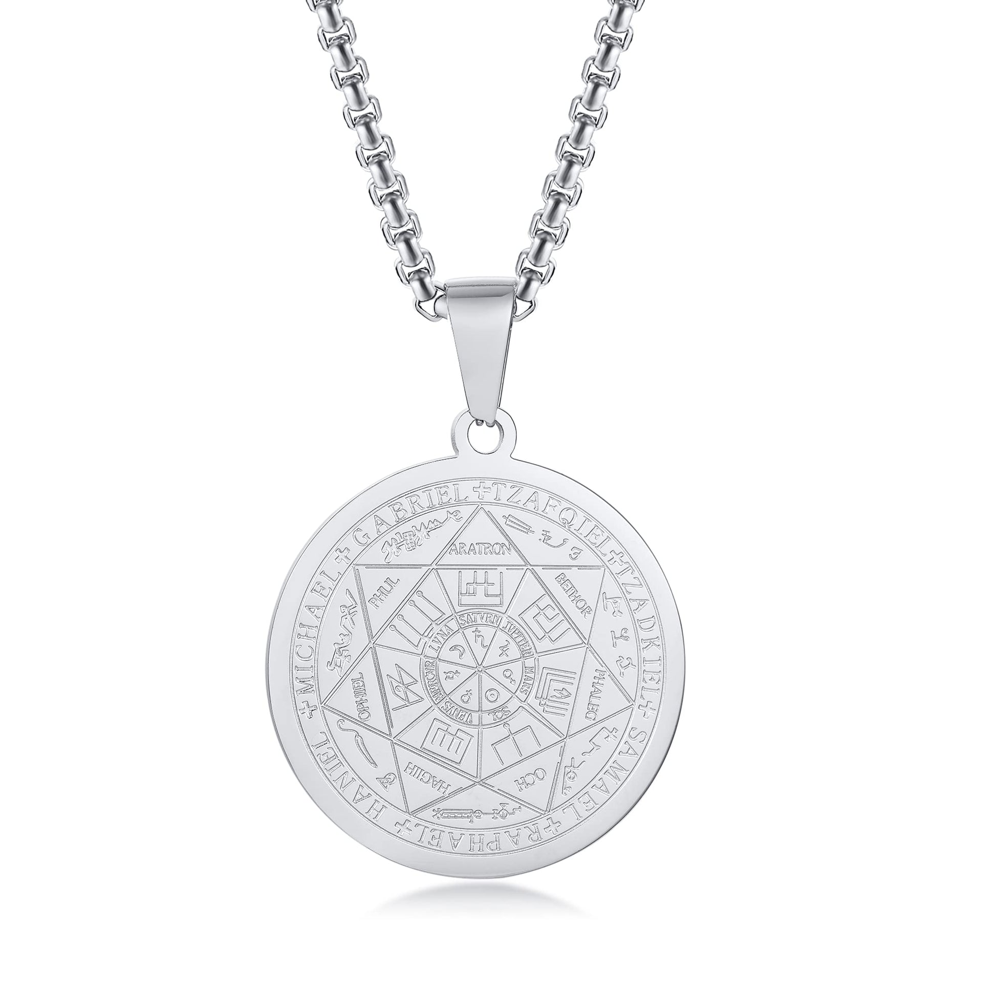 XUANPAI Siegel der Sieben Erzengel Ketten Choker Statement Halskette Talisman Anhänger Amulett Schmuck für Männer