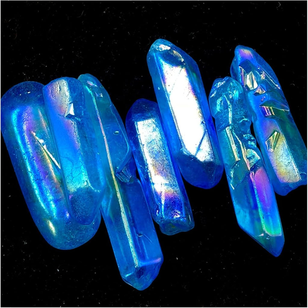 JCAKES Natural Crystal Rough 100g Natural Crystal Titanium Quartz Pillar Angel Blue Aura Quartz Dot Obelisk Wand Home Decoration