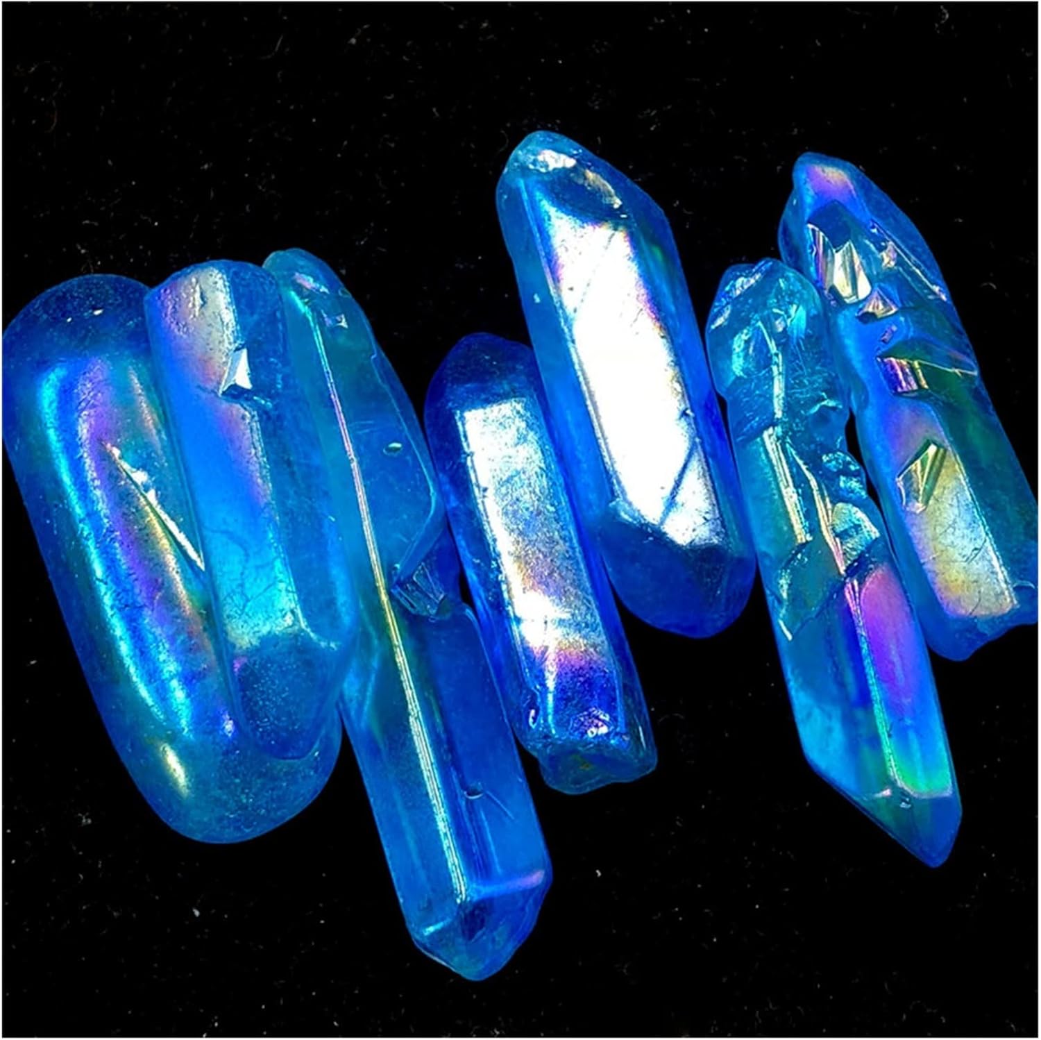JCAKES Natural Crystal Rough 100g Natural Crystal Titanium Quartz Pillar Angel Blue Aura Quartz Dot Obelisk Wand Home Decoration