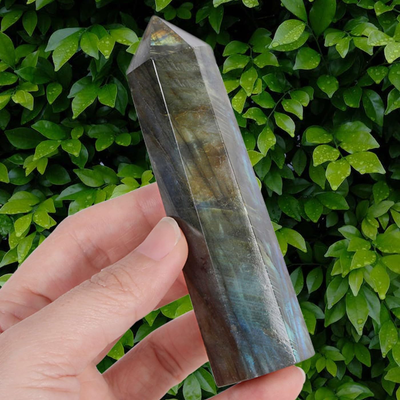 LAIDANLA Tiger Eye Healing Crystals Wands 3.5-4" Polishing Natural Reiki Energy Wand Stone Hexagonal Point Large Crystal Gemstones for Meditation Therapy Crystal Grid Decoration 1Pcs