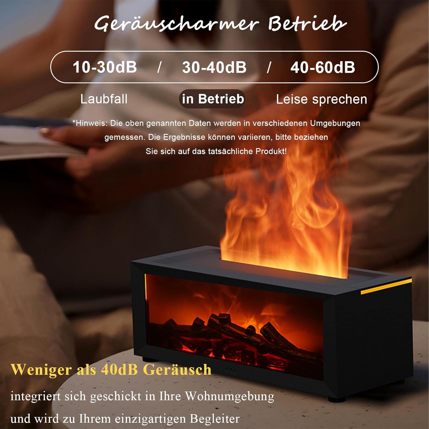 Holwim Aroma Diffuser mit LED Kamin, Duftöl Diffusor für Ätherische Öle mit 7-Farben-Licht Flammeneffekt, 150ml Luftbefeuchter mit Fernbedienung, 4 Timer, Wasserlose Abschaltautomatik (Schwarz)