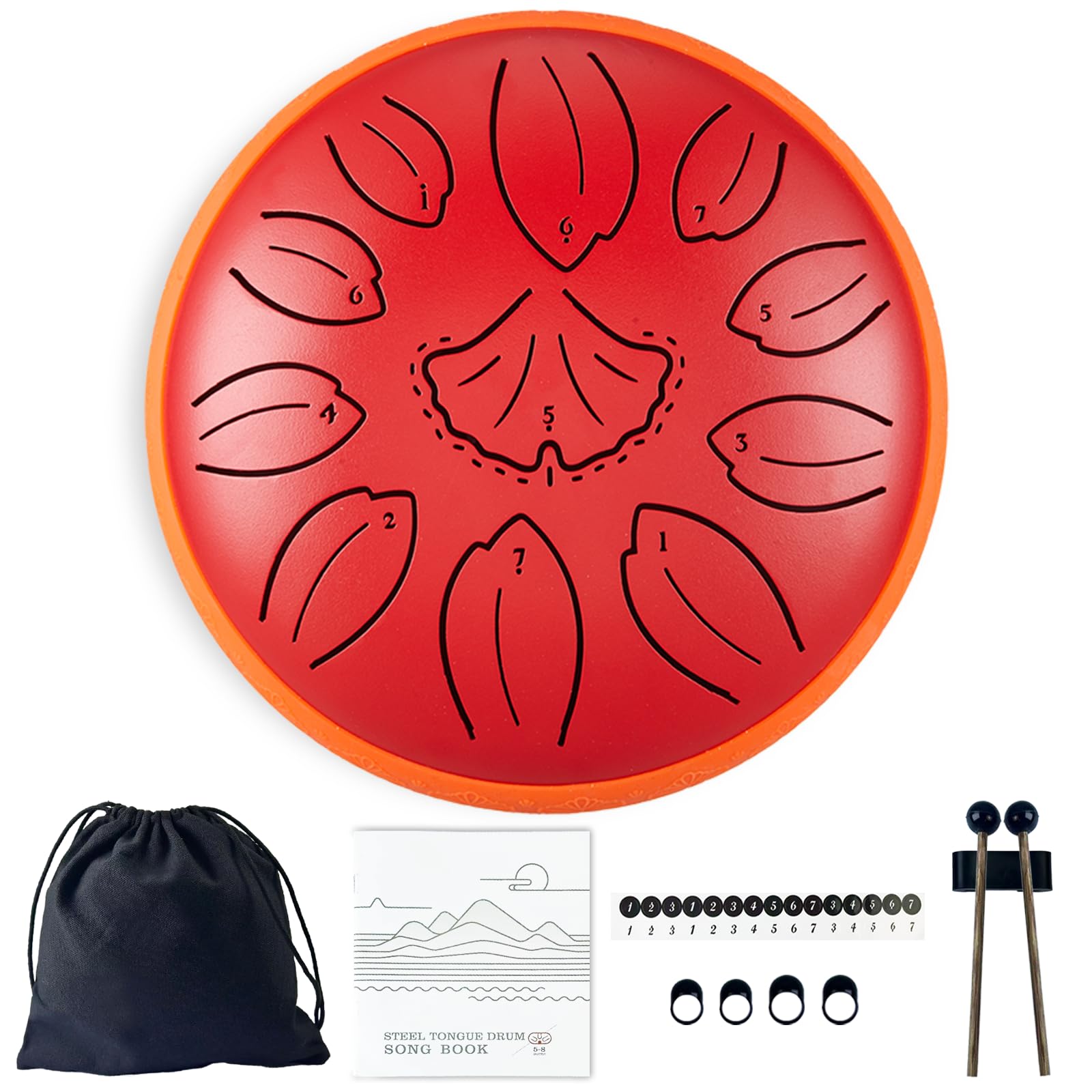 TUOKING Steel Tongue Drum 6 Inch 8 Notes D Major Rain Drum for Outside