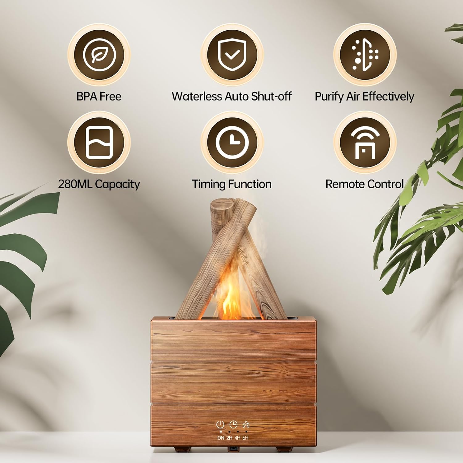 Bonfire Essential Oil Diffuser Flame Aromatherapy Diffuser Machine 280ML Fire Mist Humidifiers 8 Color LED Lights Campfire Diffusers for Home Office Bedroom