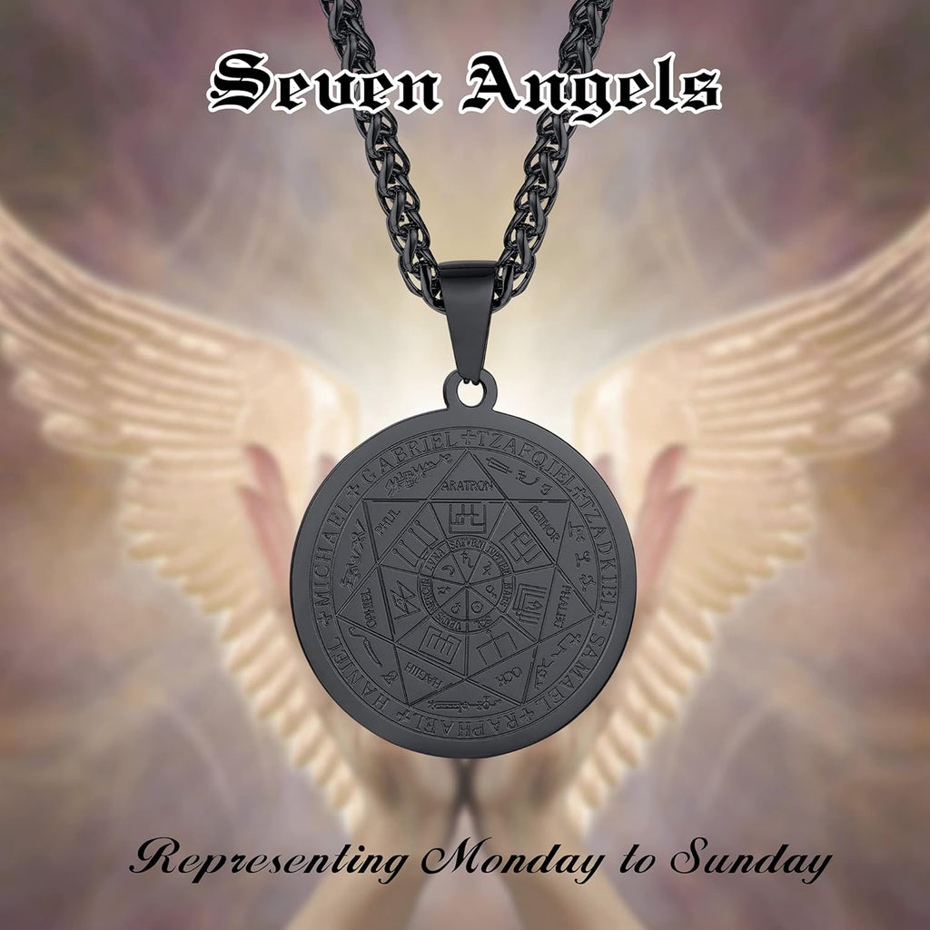 XUANPAI Siegel der Sieben Erzengel Ketten Choker Statement Halskette Talisman Anhänger Amulett Schmuck für Männer