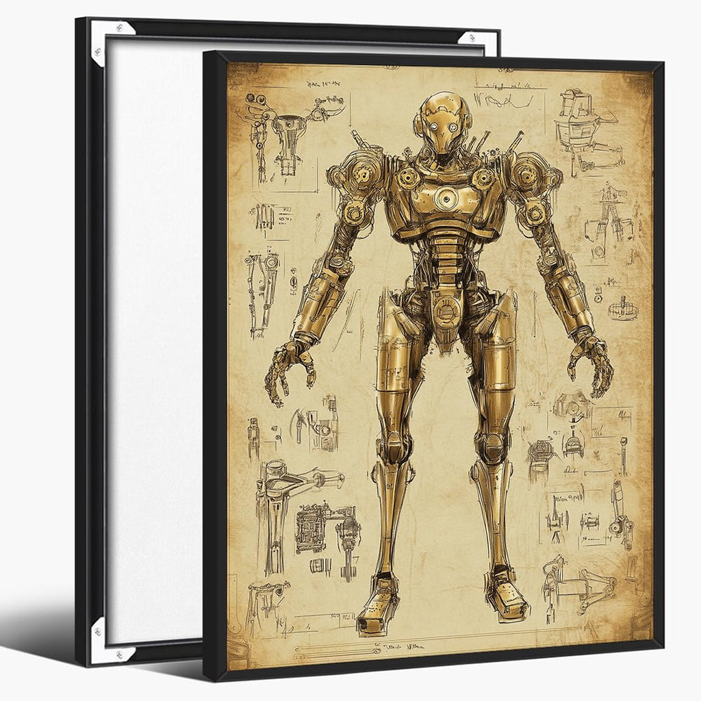 Steampunk Airship Canvas Wall Art Vintage Cityscape Illustration with Metallic Airship and Ornate Buildings Fantasy Sci-Fi Print for Office Lounge Studio Posters 11x14in Unframed