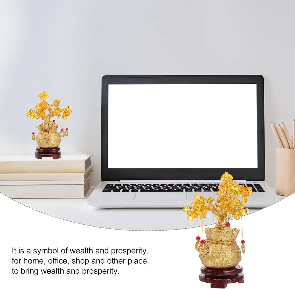 Feng Shui Deko: Geldbaum Feng Shui Geld Baum Feng Shui Bonsai für Glück Geld Glück Ausgleich Citrin Edelstein Baum für DIY Home Office