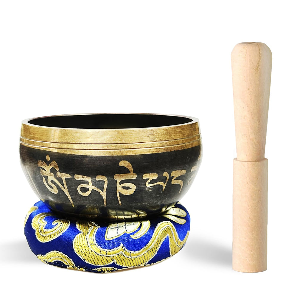 REGIS Tibetische Klangschalen-Set, Achtsamkeit und Stressabbau, Zen-Dekor, Schale handgefertigt in Nepal für Heilung und Achtsamkeit
