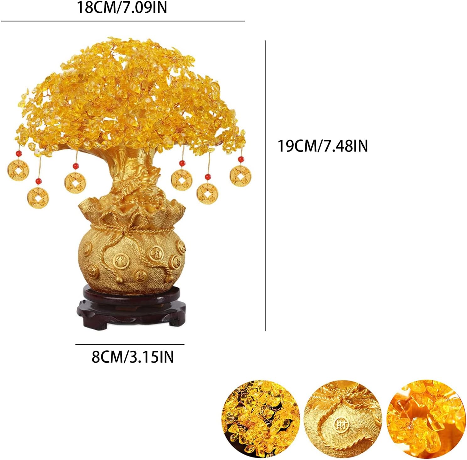 Oneroomone Reicher Baum, Geld Baum Feng Shui Bonsai, Gold Glücksbaum, für Zuhause, Büro, Ladendekoration
