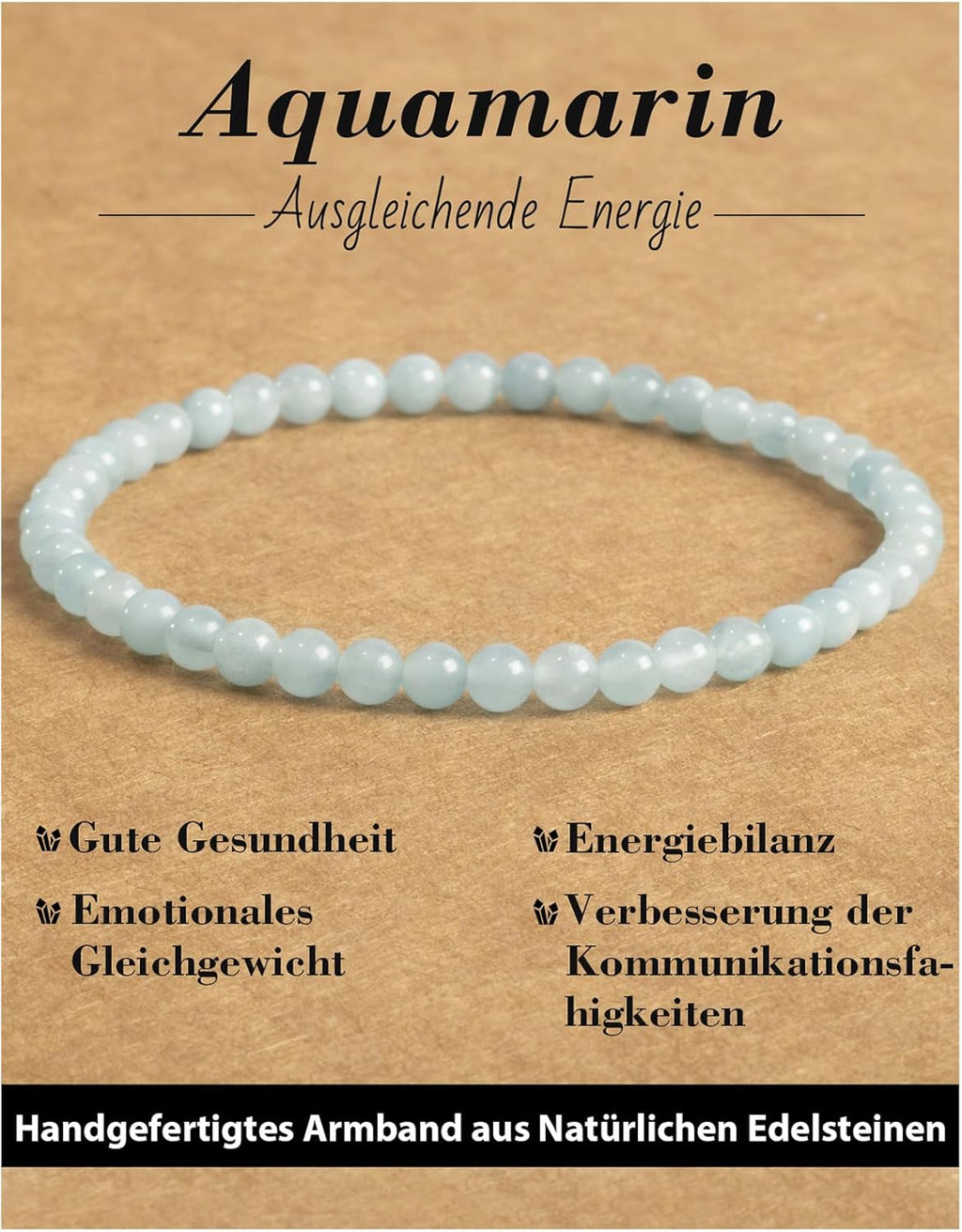 4 mm Stretch Bracelet Made of Real Natural Stone Beads, Healing Stone Bracelet, Yoga Bracelet for Women, Men, Lucky Bracelet, Friendship Bracelet, Replacement Beads Included