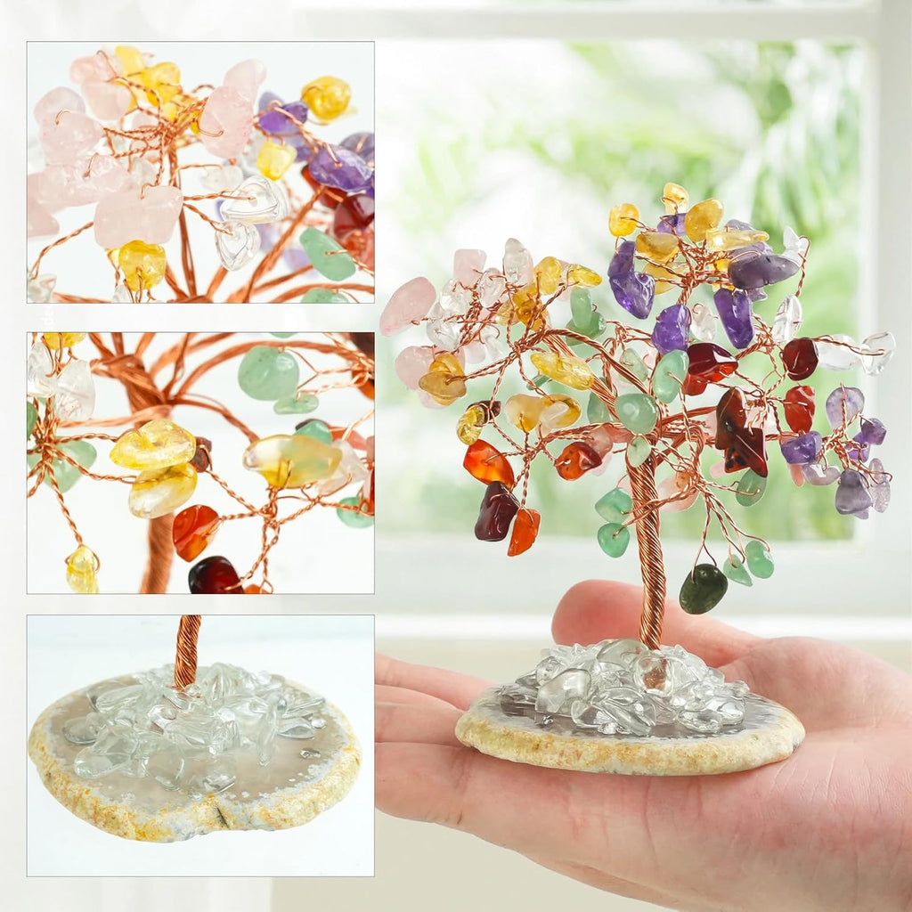 7 Chakra Baum des Lebens, Natürliche Kristalle und Heilsteine spirituelle Dekoration für Positive Energie, Edelstein Feng Shui Baum für Meditation, Home Dekorationen Heilung Geschenke