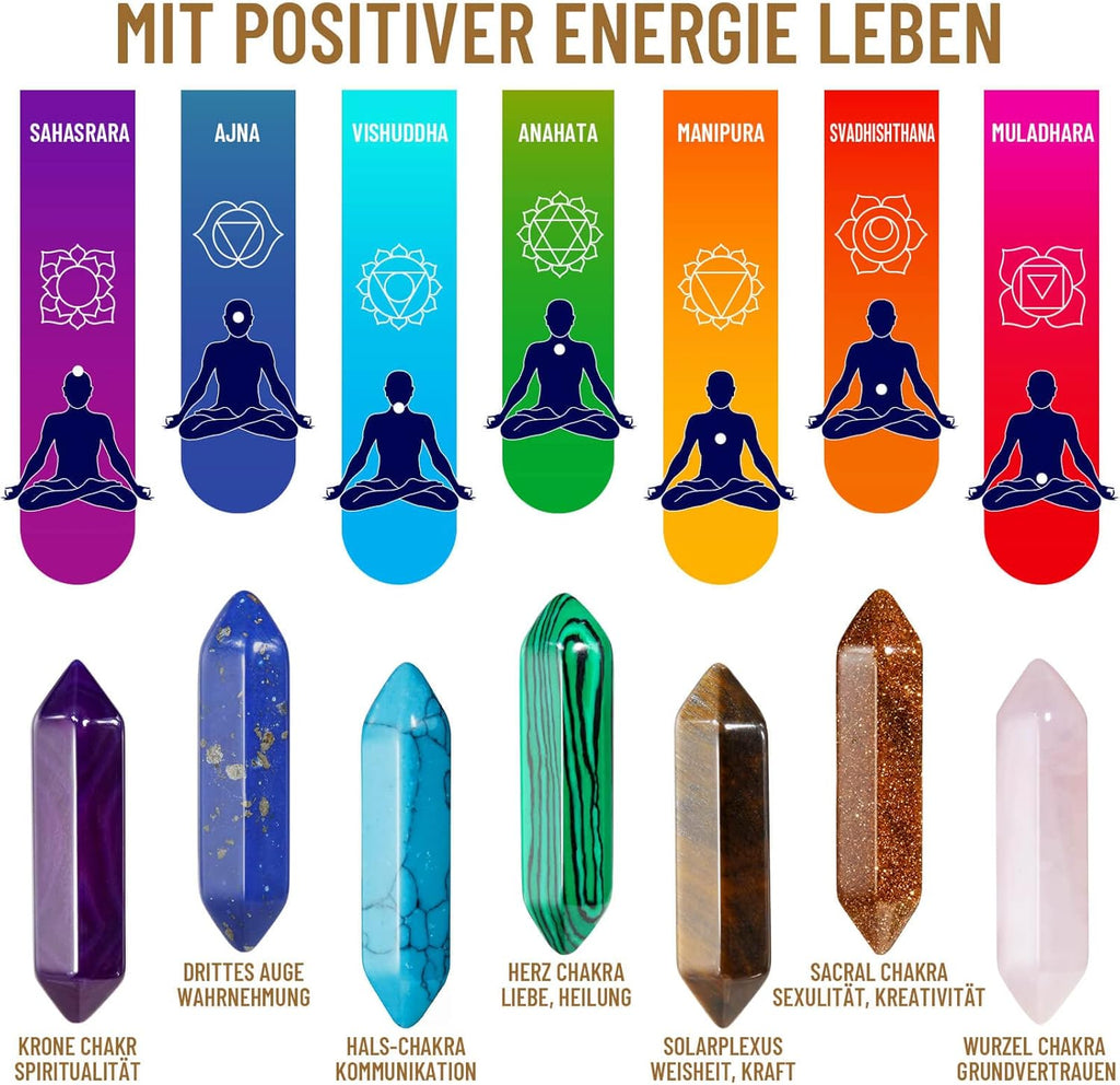 24Stück Heilende Kristalle Steine Sets, Sechseckige Heilkristalle Reiki Meditation Edelstein Chakra Steine Amethyst Tigerauge Obsidian Malachit Heilsteine Anhänger Spirituelle Deko Esoterik Geschenke