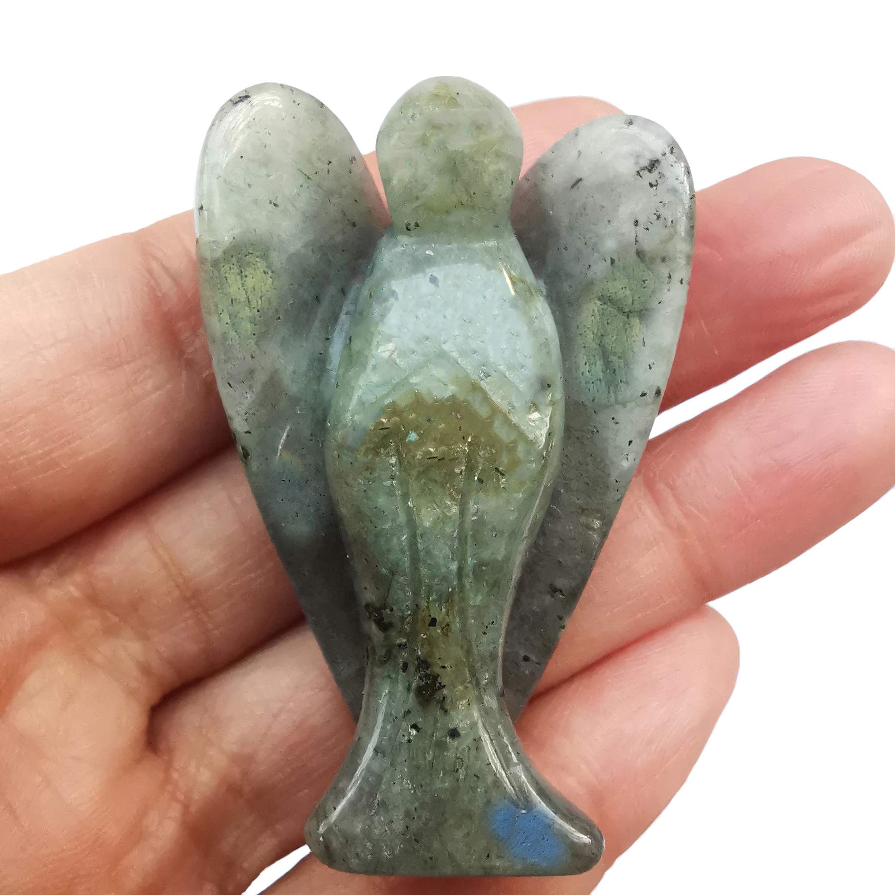 Natural Kambaba Jasper Guardian Angel Statue, Hand Carved Stone Healing Crystal Bag Figures Decoration, 5 cm