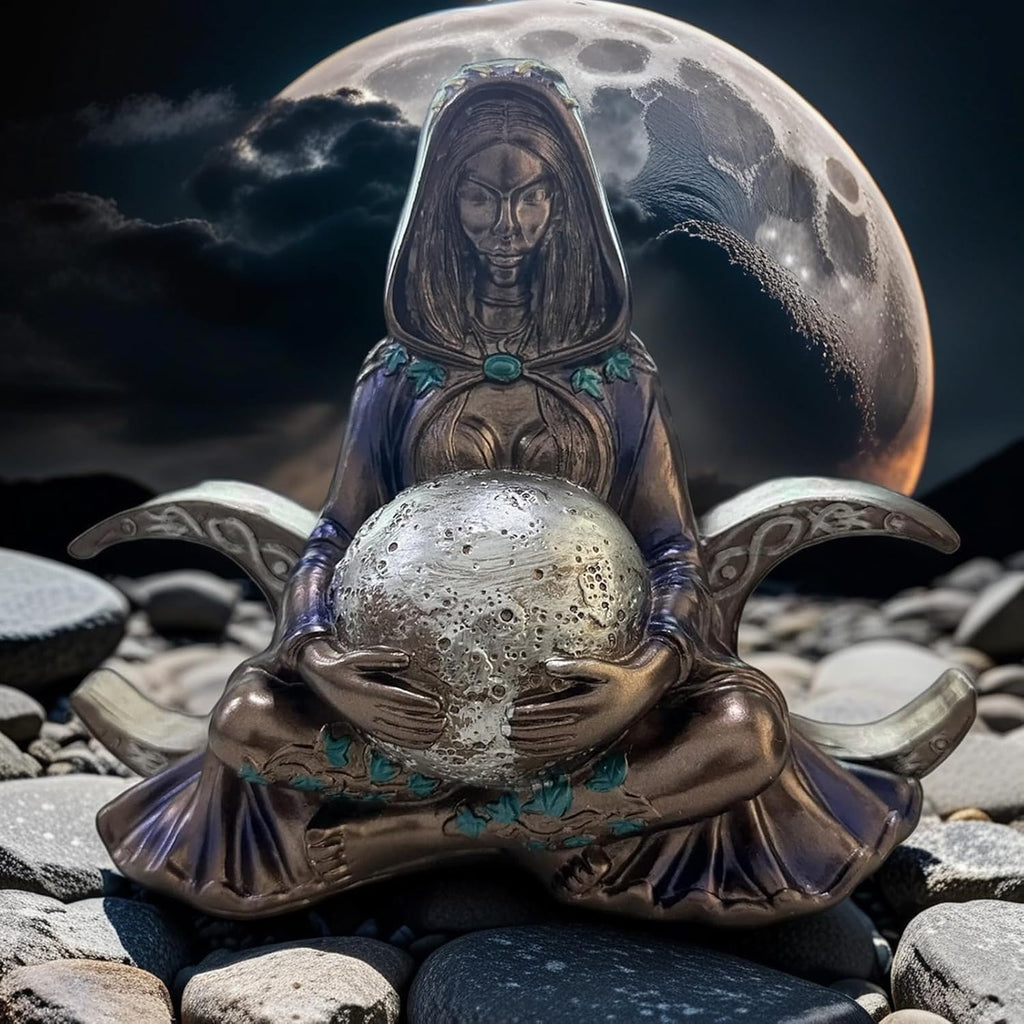 Gaia-Skulptur für Altar, Mondgöttin aus Kunstharz, umweltfreundliche Dekoration für Zuhause und Büro, Meditationsgeschenke für Erdliebhaber (lila)