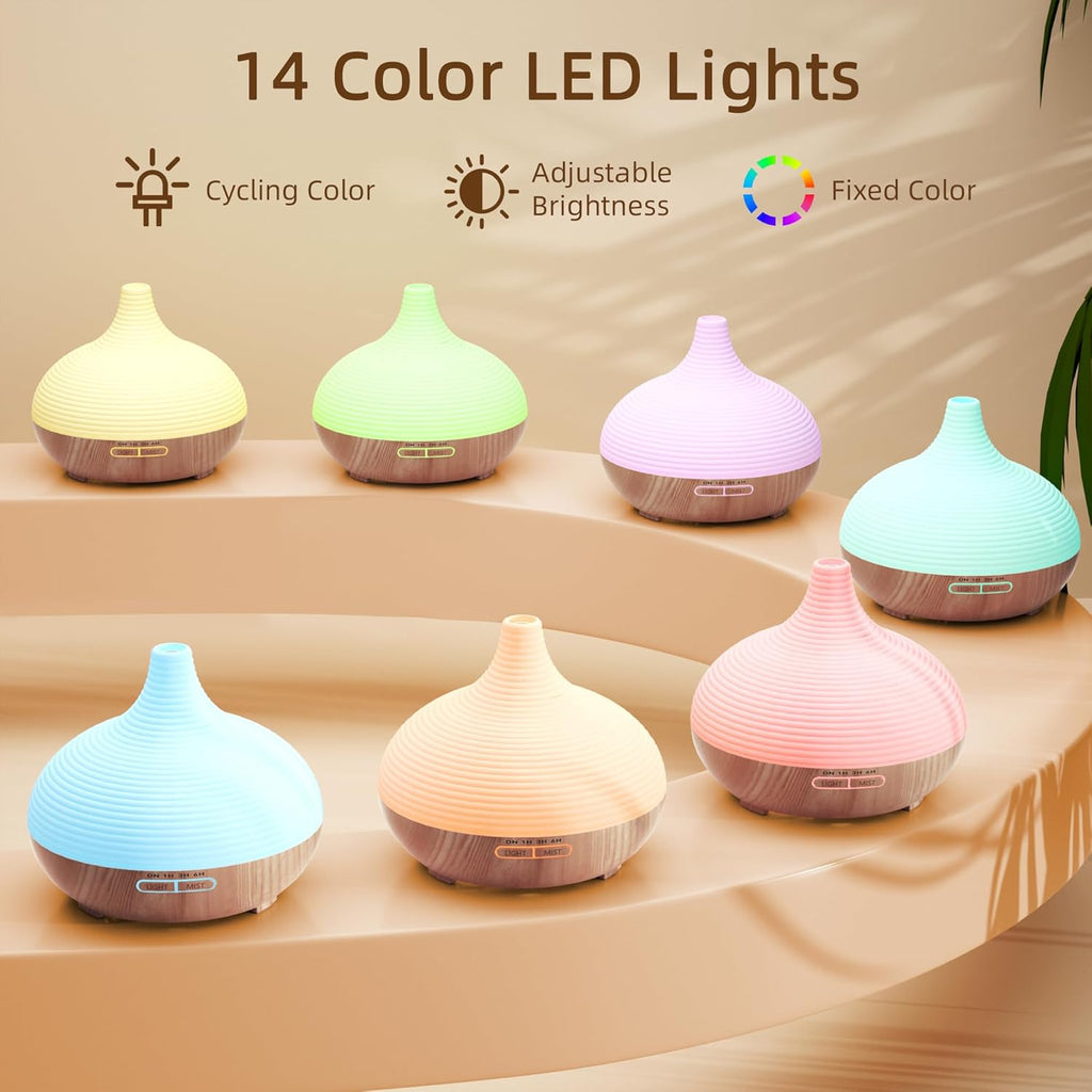 Asakuki Aroma Diffuser for Fragrance Oils, 300 ml Premium Ultrasonic Humidifier for Aromatherapy Oils with 7-Colour LED Light, BPA-Free for Bedroom, Office, Spa