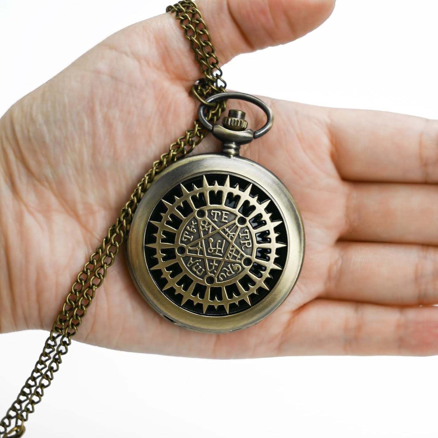 Black Obsidian Scrying Mirror, Obsidian Feng Shui Mirror, Witches Mirror Presents, Witchcraft kit Divination Tools (Pocket Watch-4)