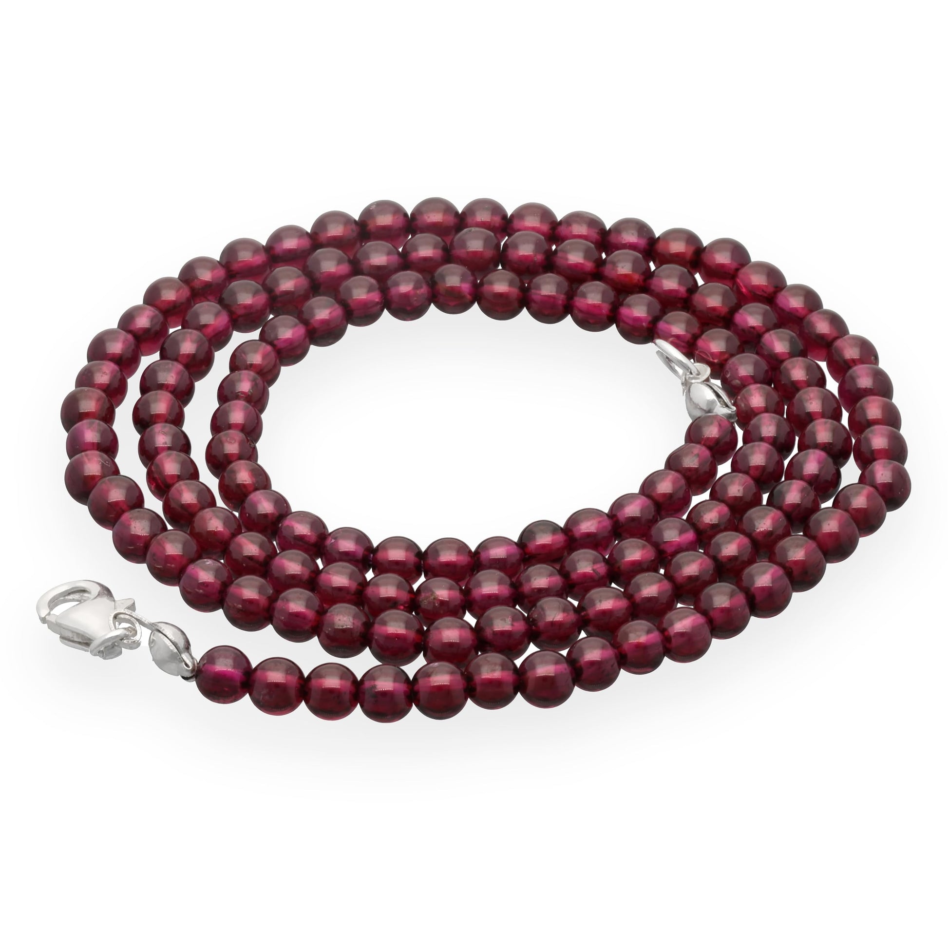 Lebensquelle Plus Edelstein Kugelkette + 925 Silber Verschluss | Ø 4mm Kugeln Karabinerverschluss 45cm lang | Hochwertige Kette