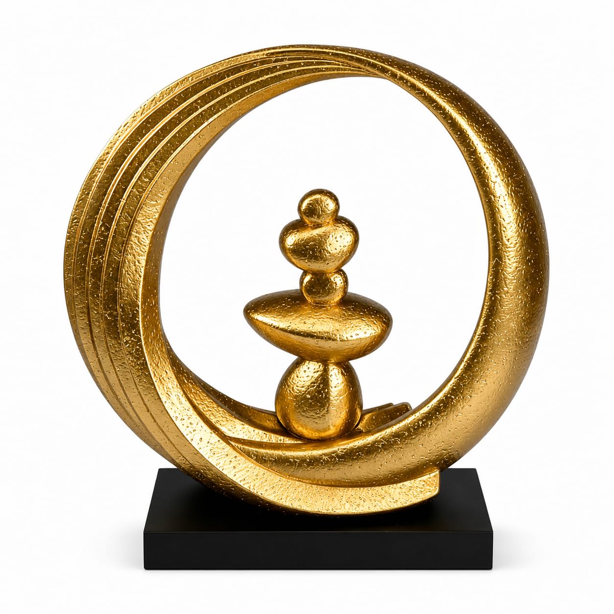 Feng Shui Wealth Statue, Lucky Circular Decorations,Ideal for Attracting Wealth Spiritual Decor, for Living Room, Office, Shelves (Gold and Multicolored)