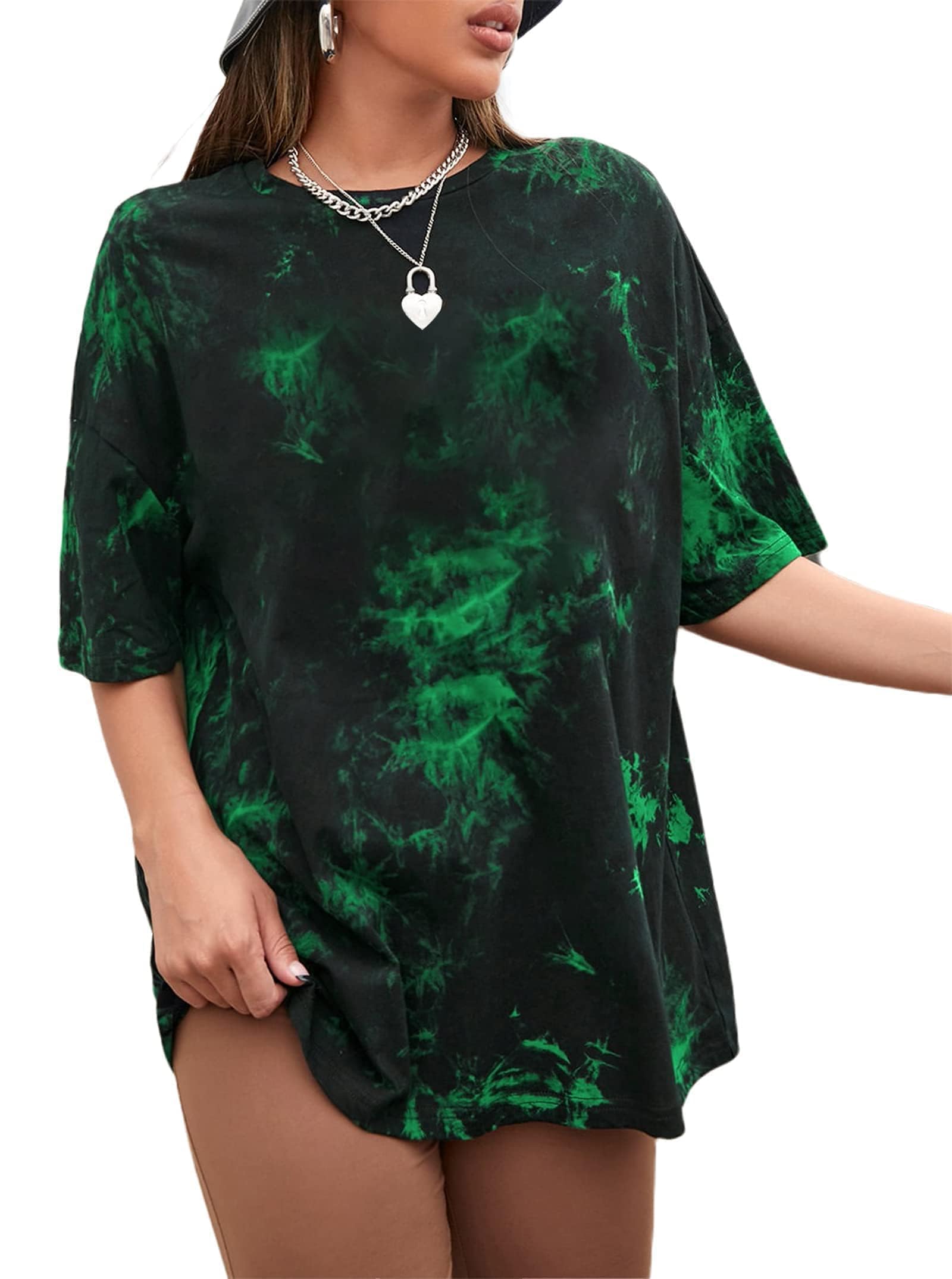 Remidoo Women's Casual Oversized T Shirt Short Sleeve Graphic Tee Letter Tie Dye Shirts